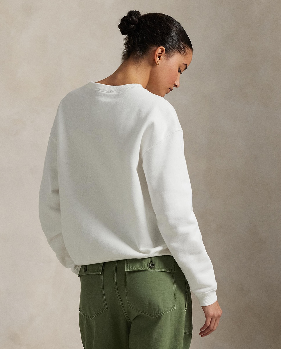 Sweatshirt de Algodão com Decote Redondo Branco-3