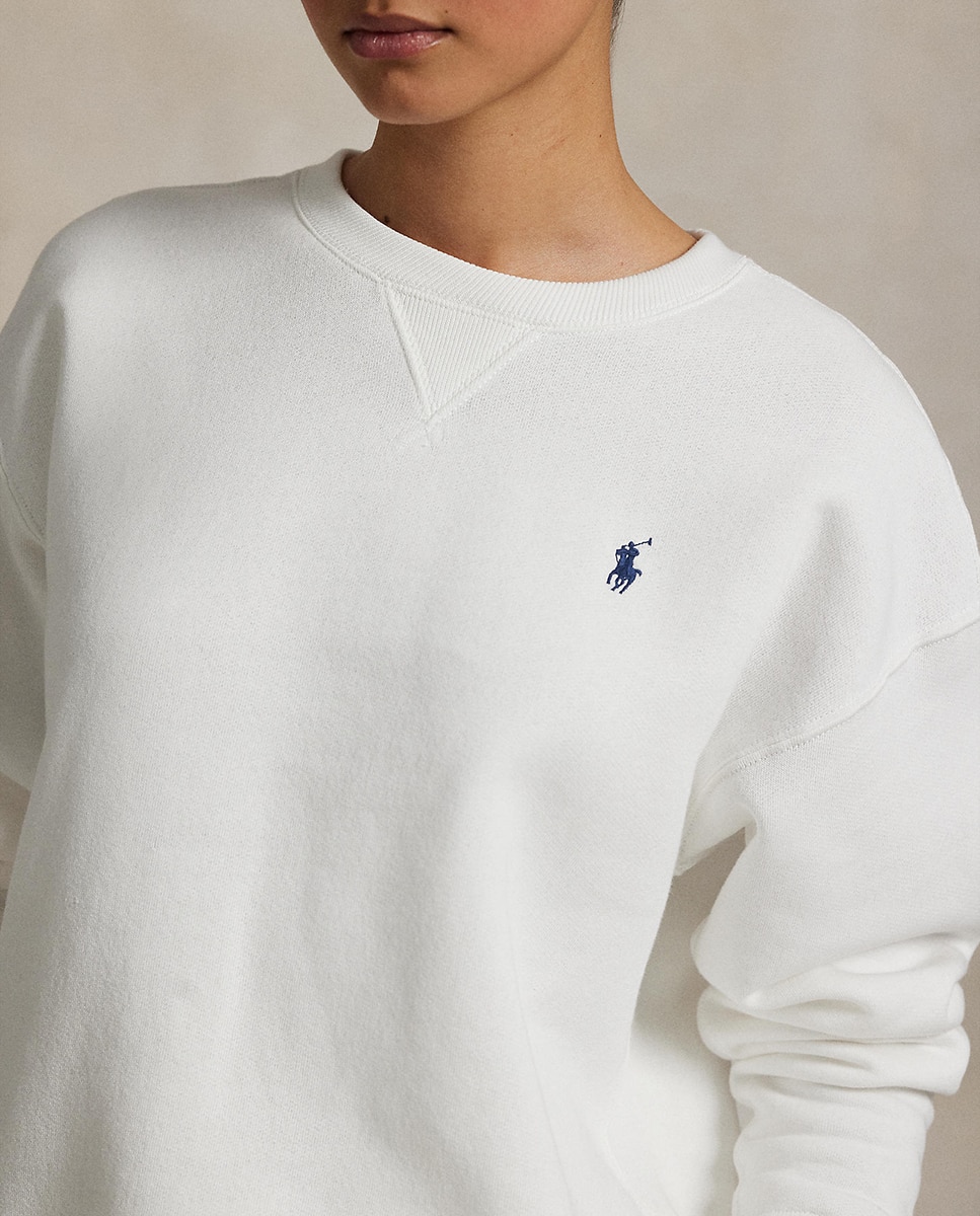 Sweatshirt de Algodão com Decote Redondo Branco-4