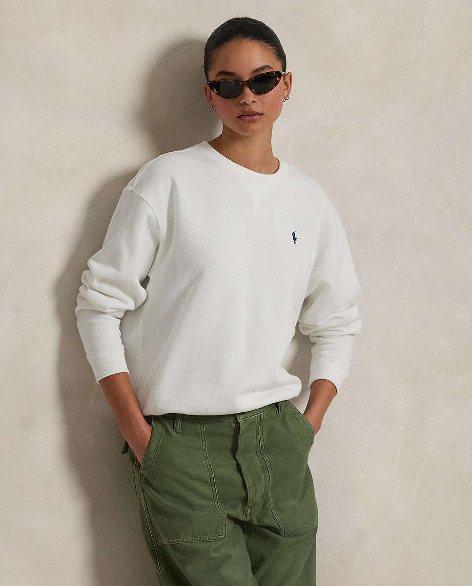 Sweatshirt de Algodão com Decote Redondo Branco-5