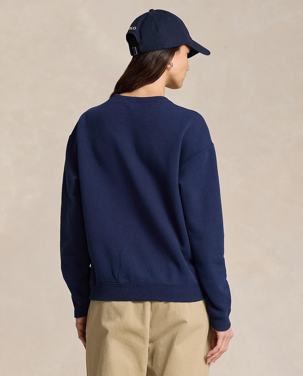 Sweatshirt de Algodão com Decote Redondo Azul-marinho-3