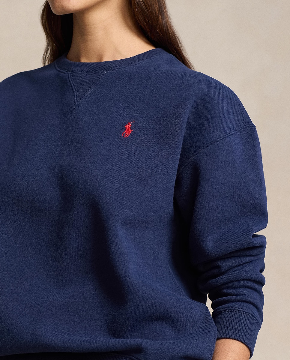 Sweatshirt de Algodão com Decote Redondo Azul-marinho-4