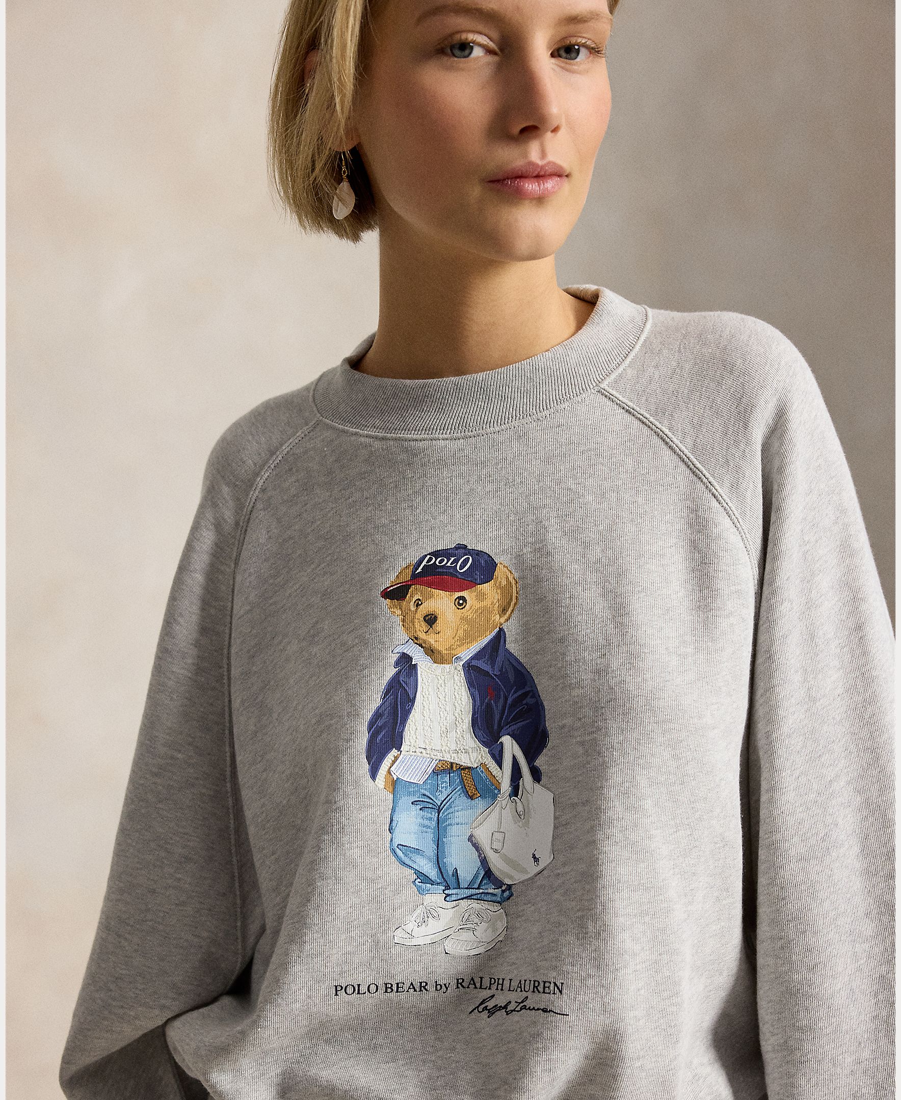 Sweatshirt de felpa com Polo Bear Cinzento-claro-4