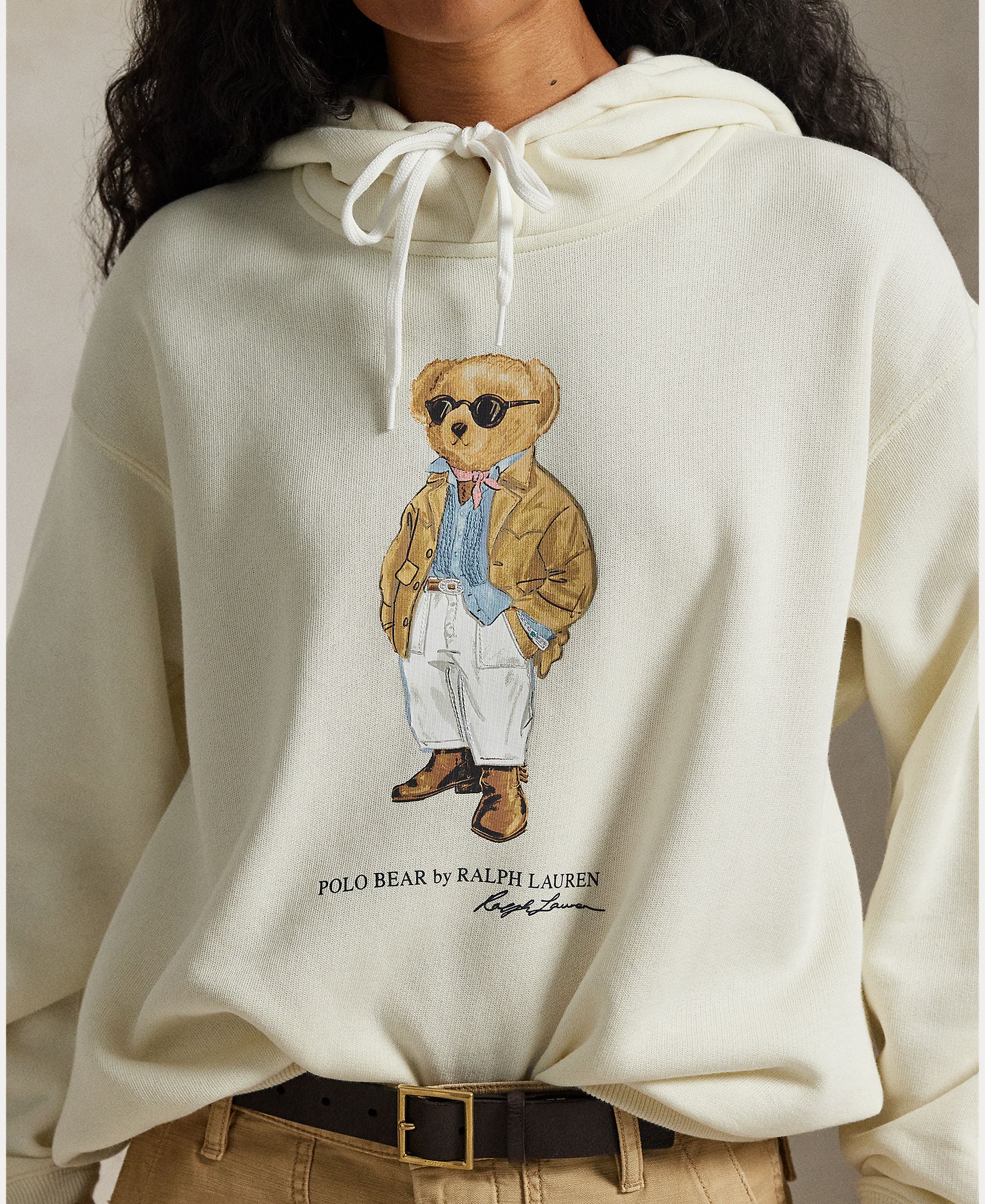 Sweatshirt com Capuz de Felpa com Polo Bear Natural-3