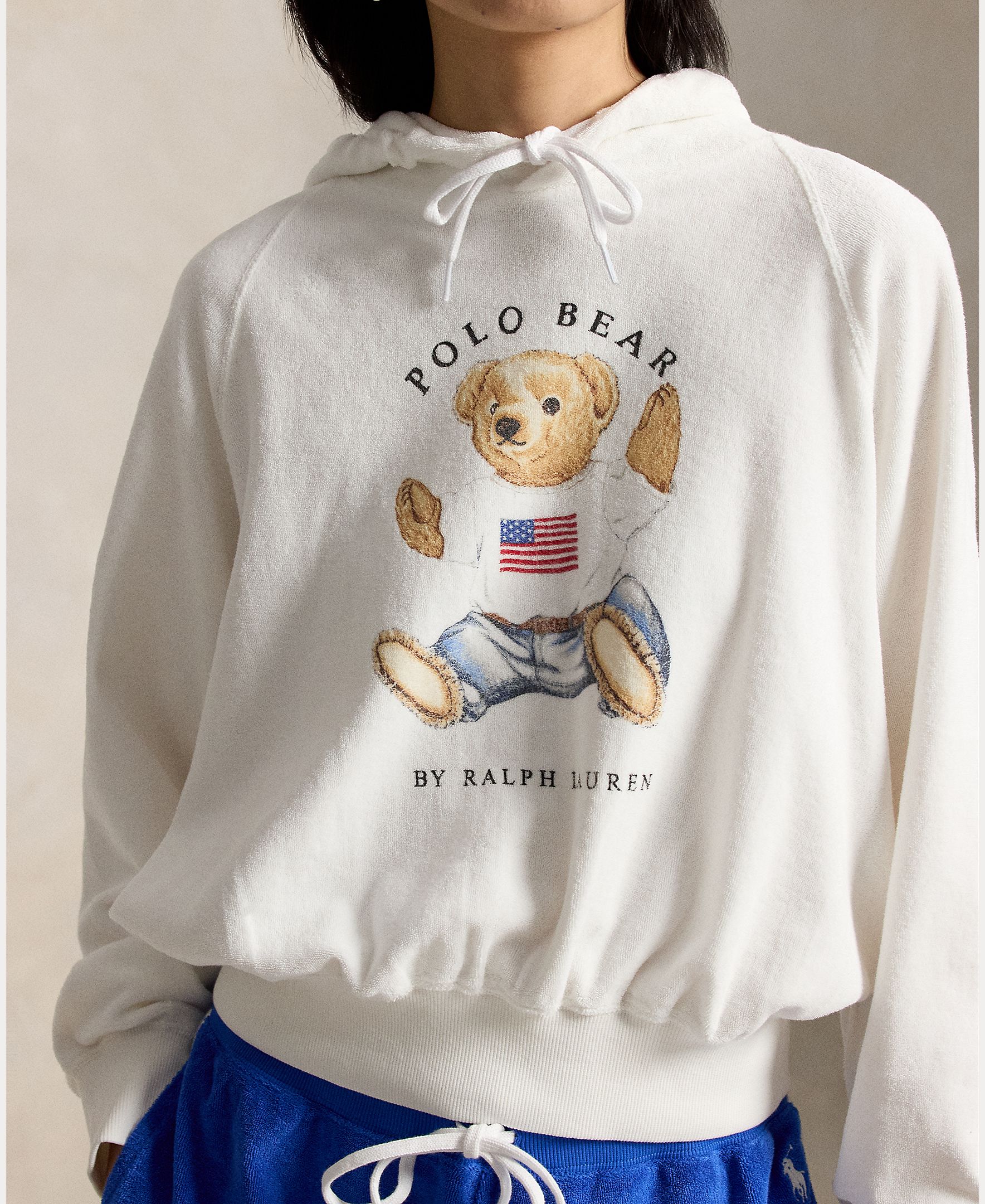 Sweatshirt com Capuz de Felpa com Polo Bear Branco-3
