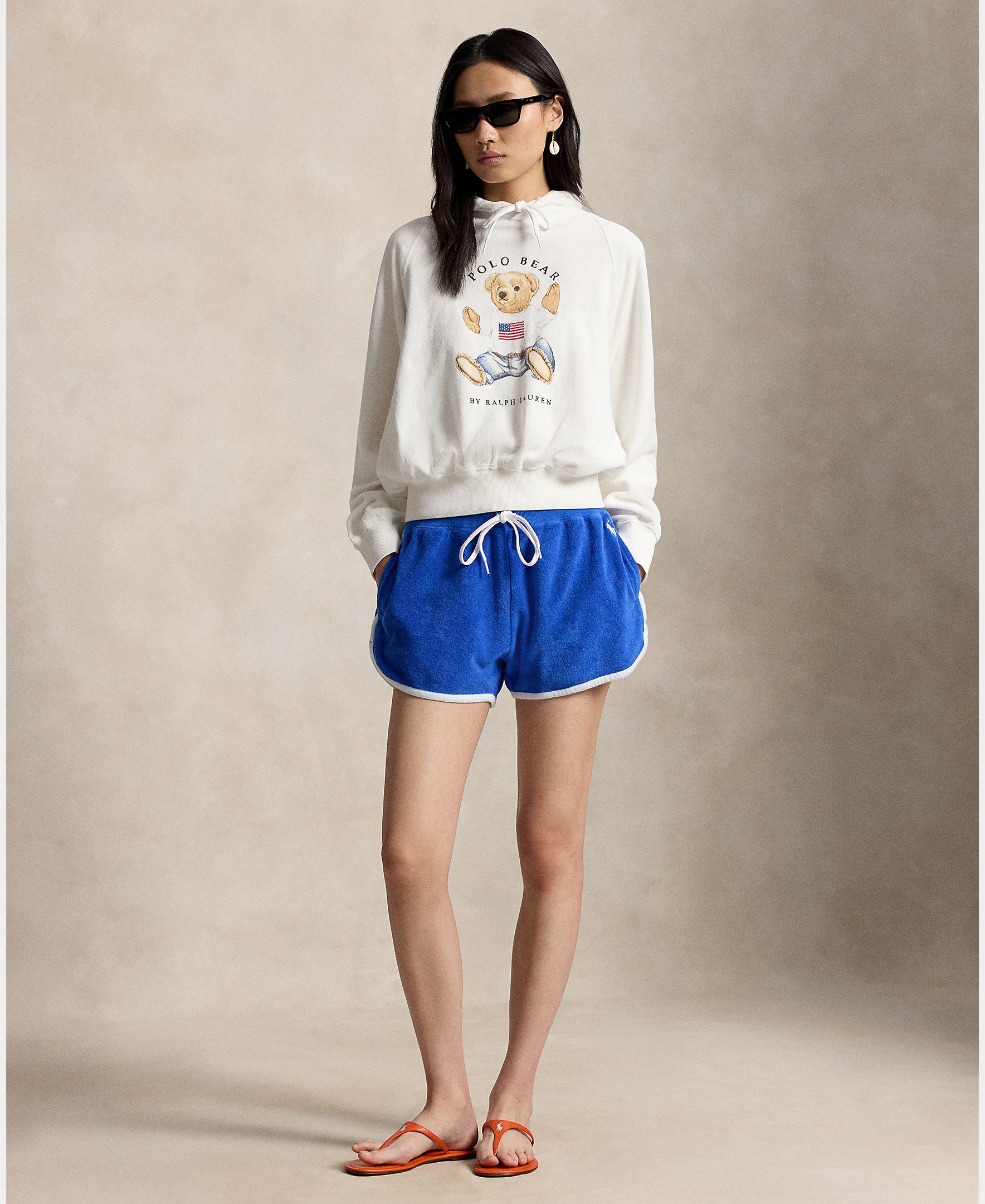 Sweatshirt com Capuz de Felpa com Polo Bear Branco-5