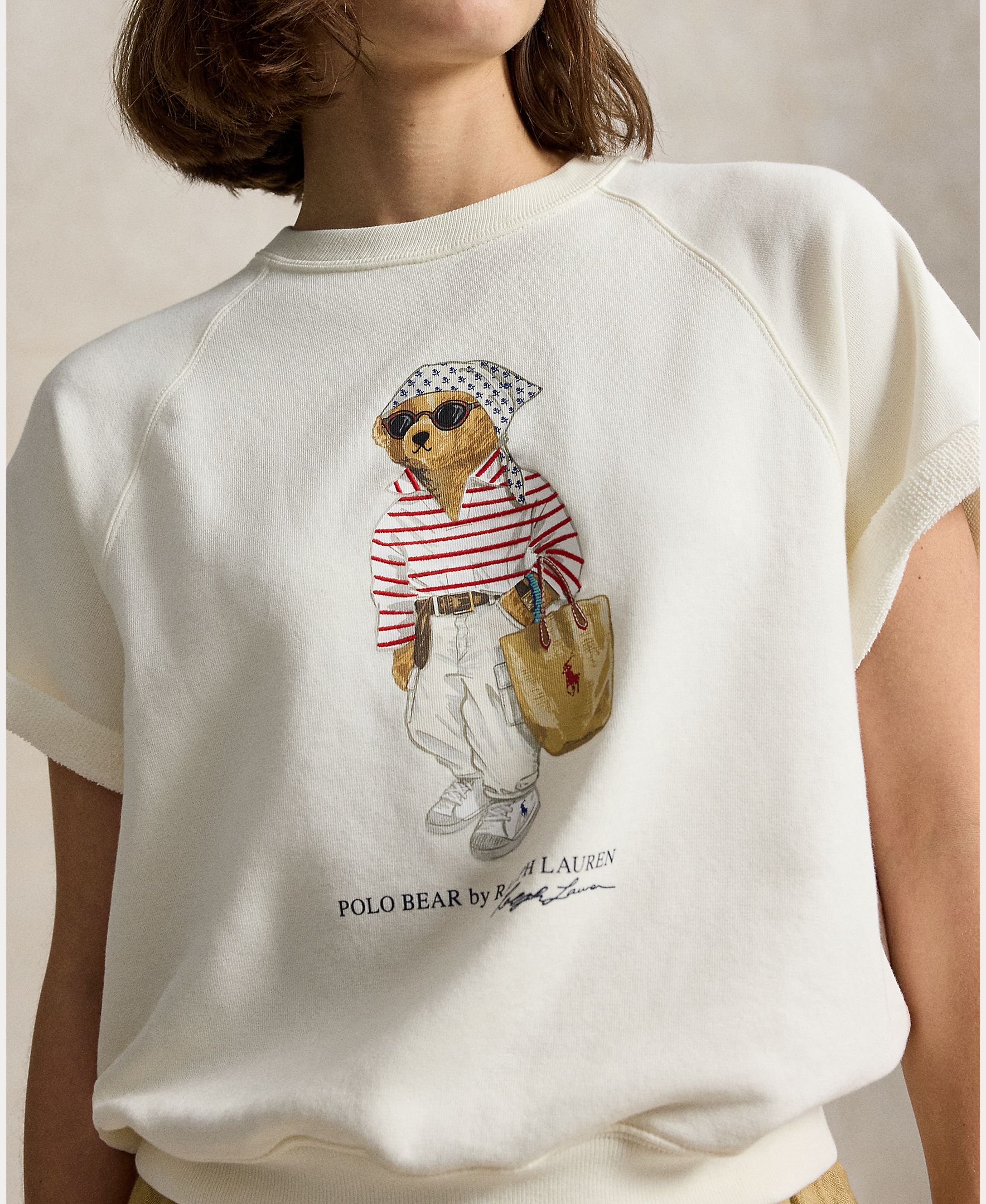 Sweatshirt com o Polo Bear e em Algodão Branco-4