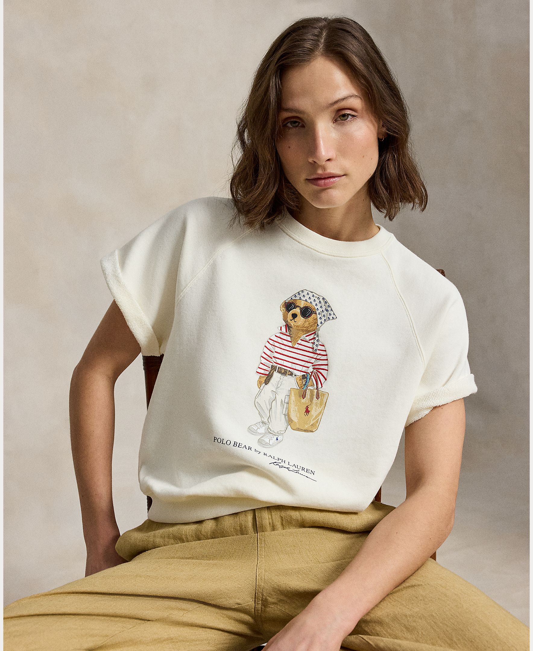 Sweatshirt com o Polo Bear e em Algodão Branco-5