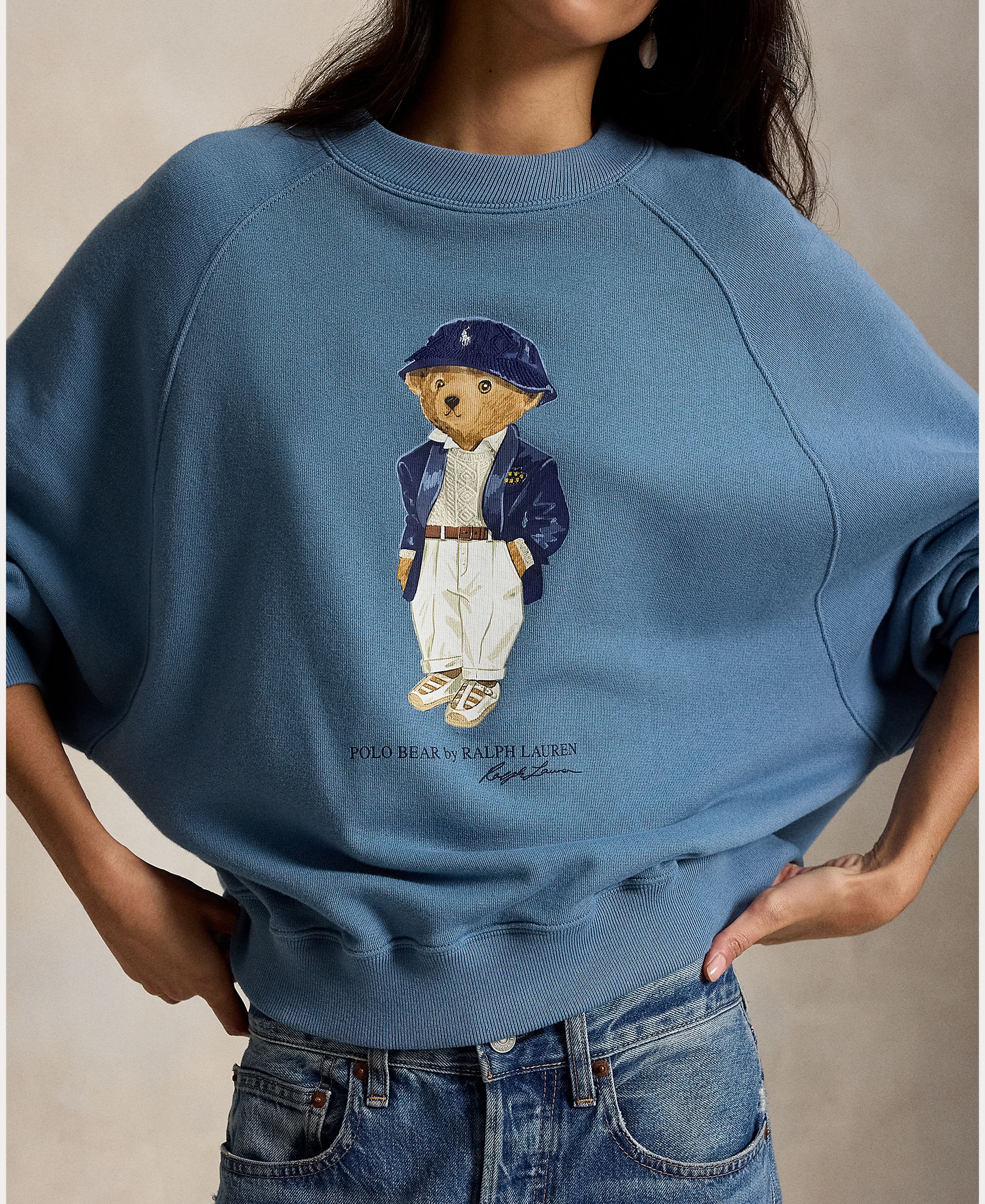 Sweatshirt com o Polo Bear e em Algodão Azul-porcelana-4