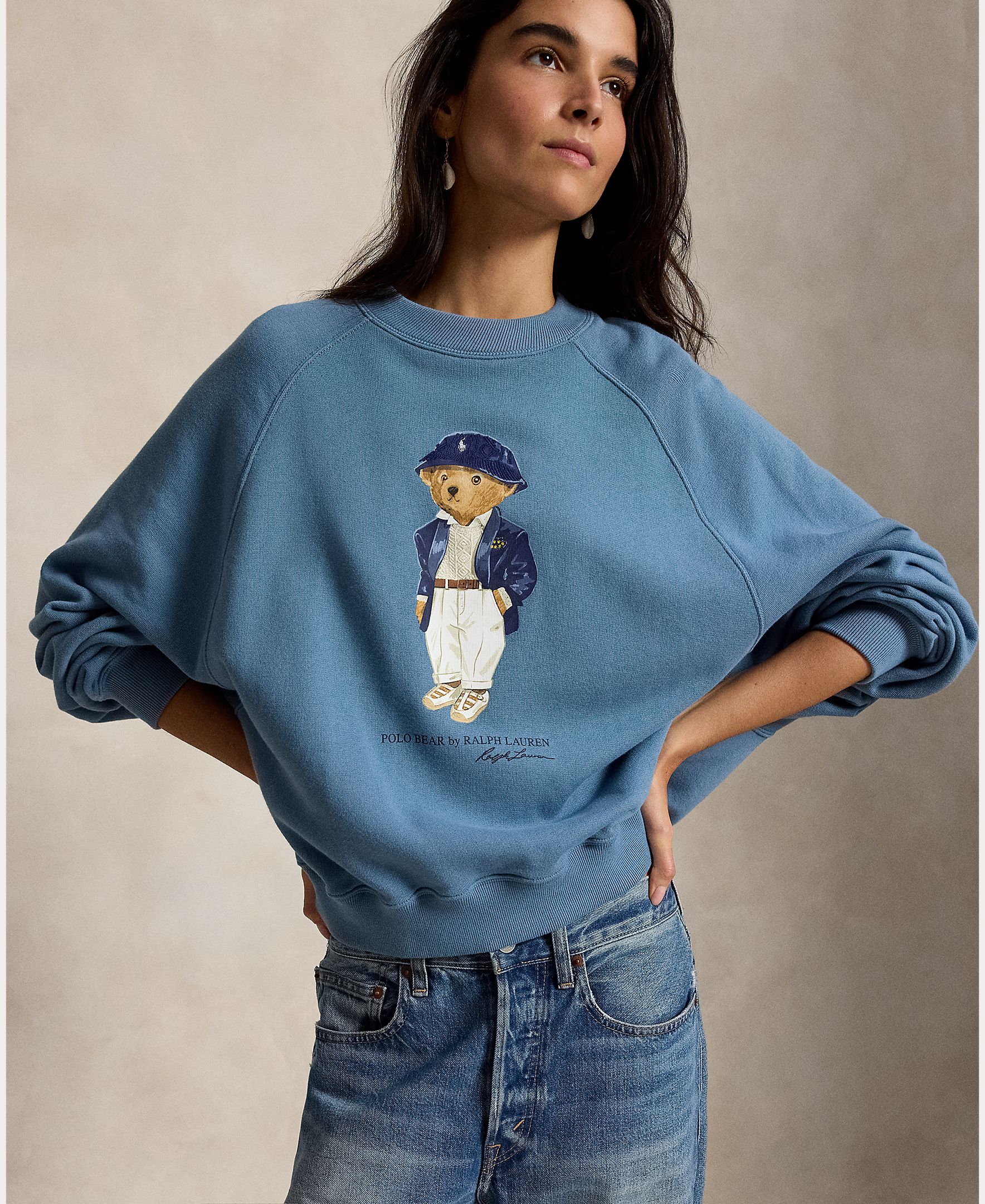 Sweatshirt com o Polo Bear e em Algodão Azul-porcelana-5