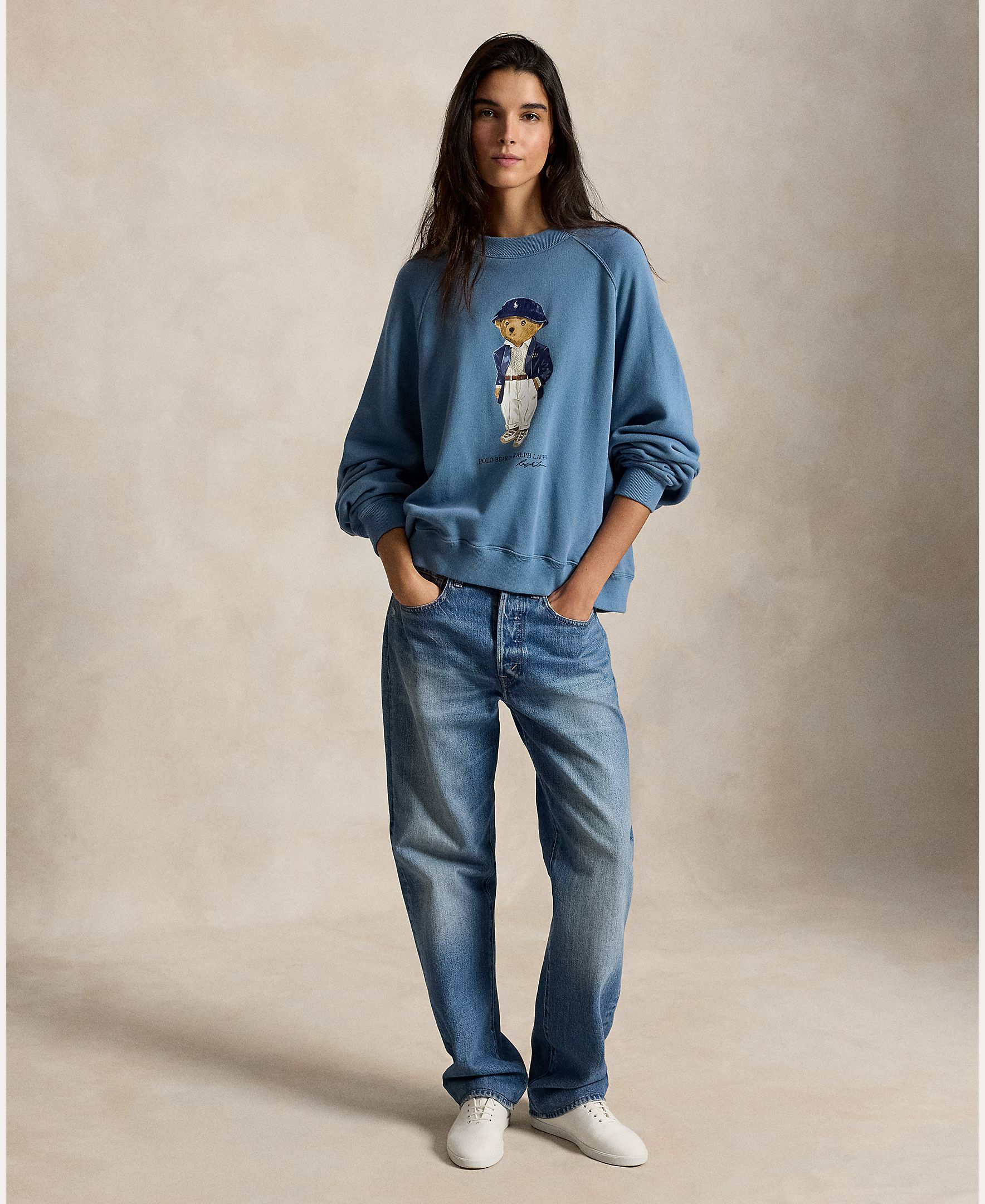 Sweatshirt com o Polo Bear e em Algodão Azul-porcelana-7