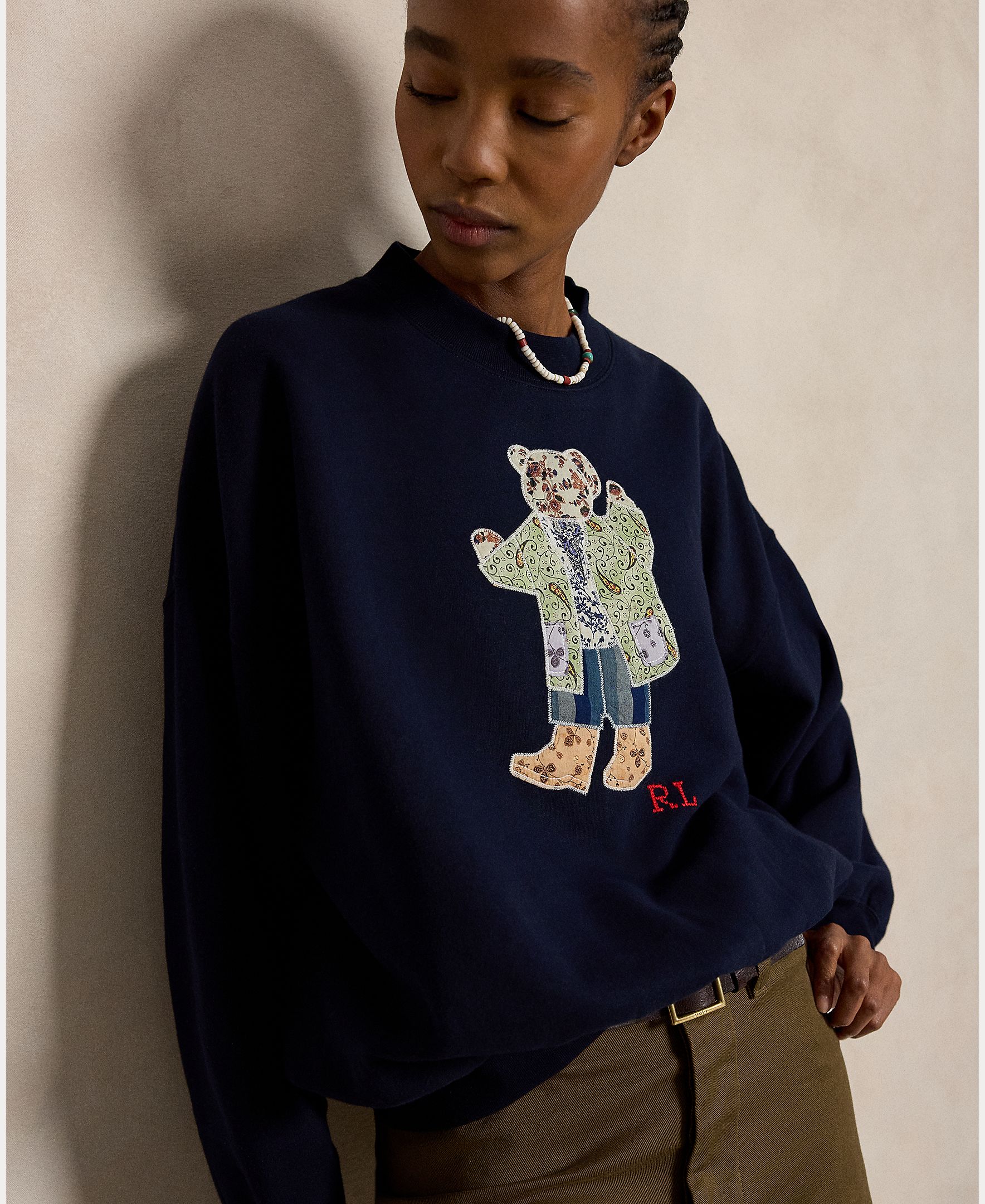 Sweatshirt com o Polo Bear e em Algodão Azul-marinho-4