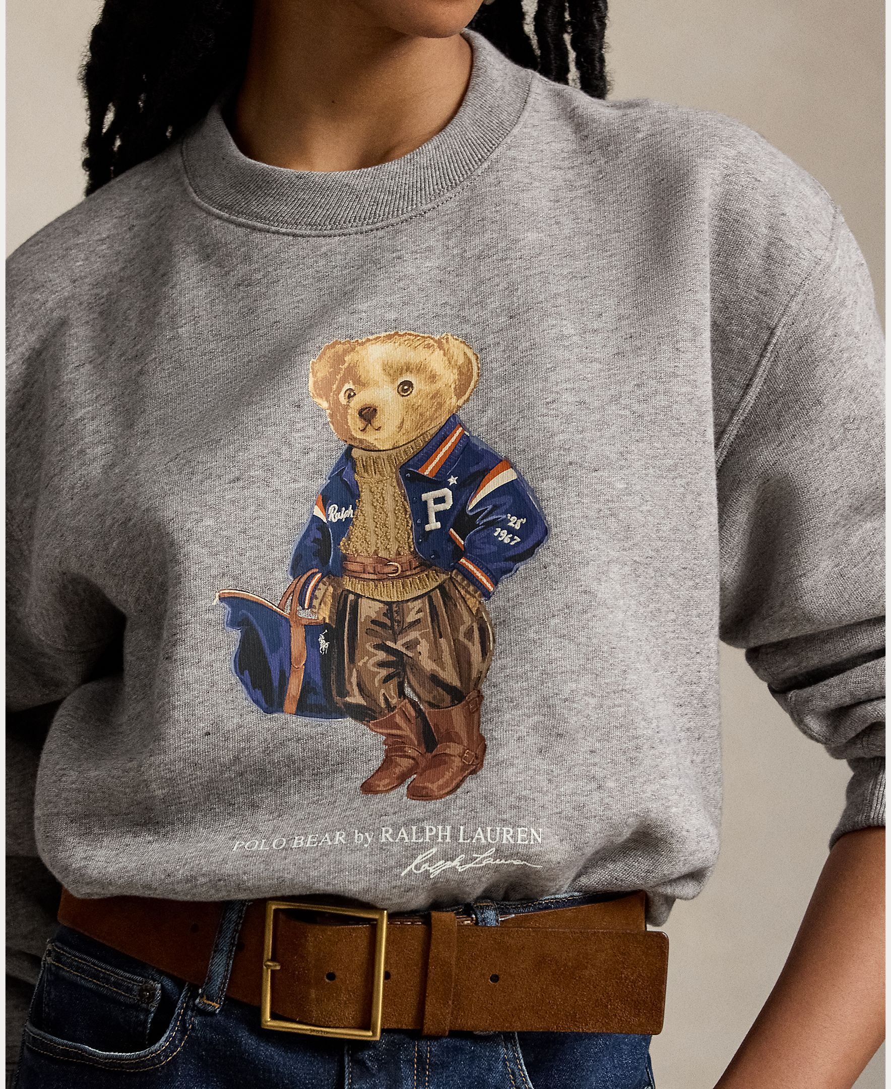 Sweatshirt com o Polo Bear e em Algodão Cinzento-4