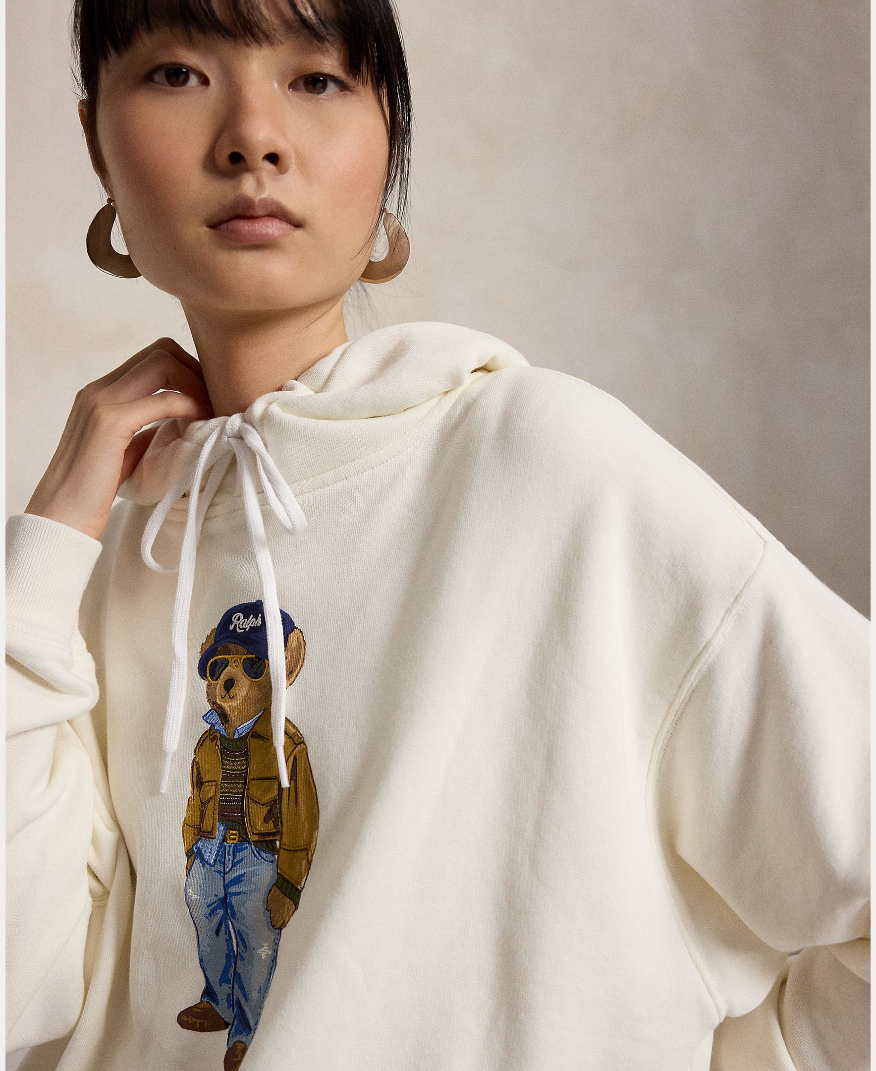 Sweatshirt com o Polo Bear e em Algodão Branco-4