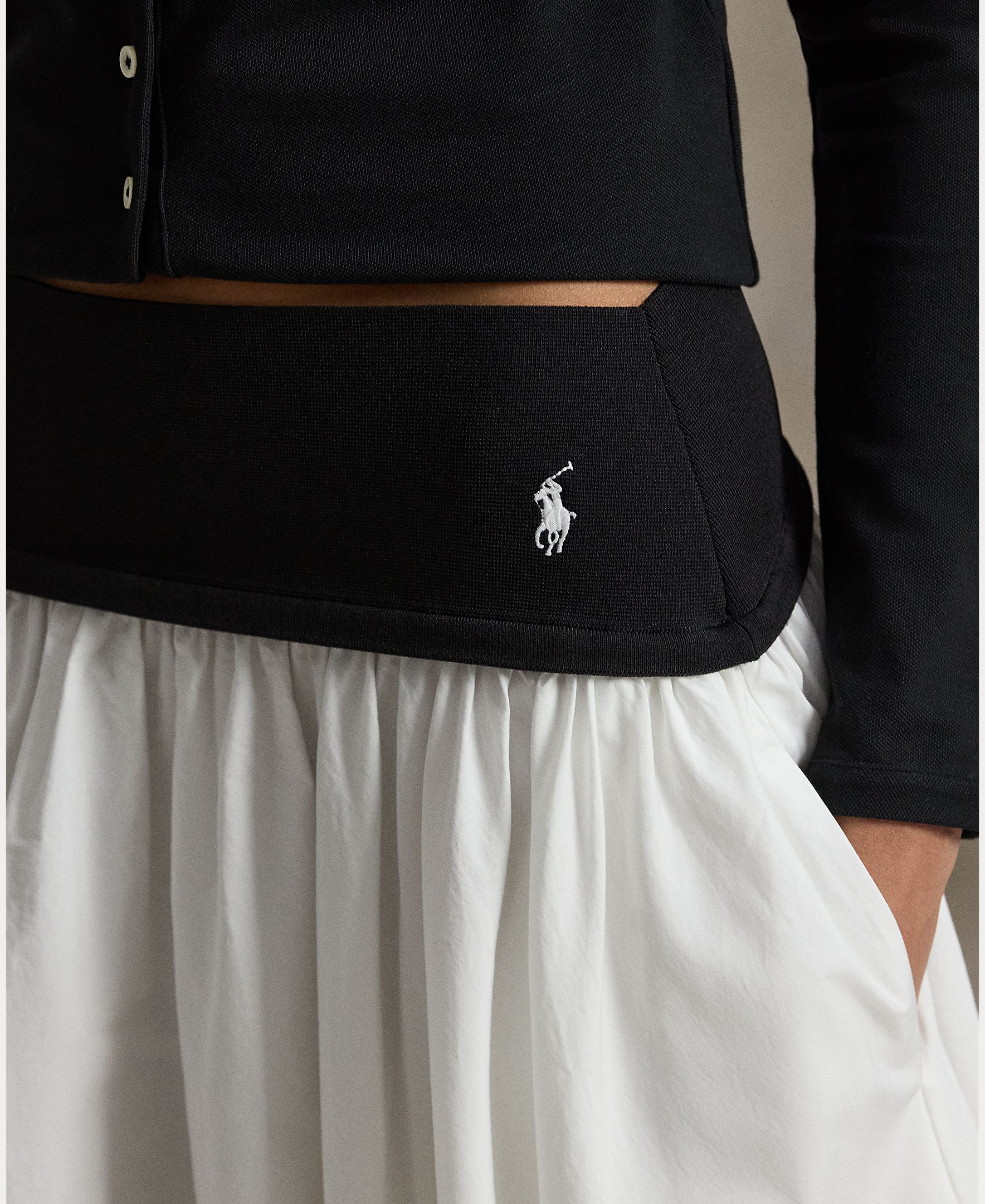 Saia Midi de Algodão com Cintura em Contraste Branco-4