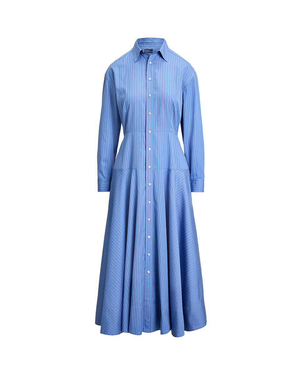 Vestido Camiseiro Midi de Algodão Anil-6
