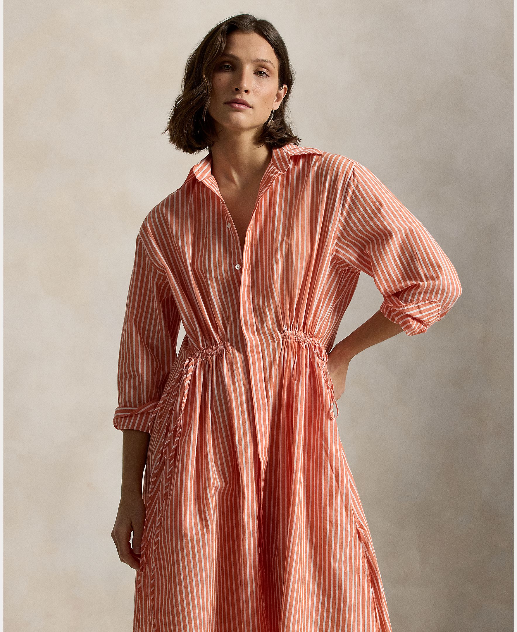 Vestido Camiseiro de Algodão e Linho Rosa-2