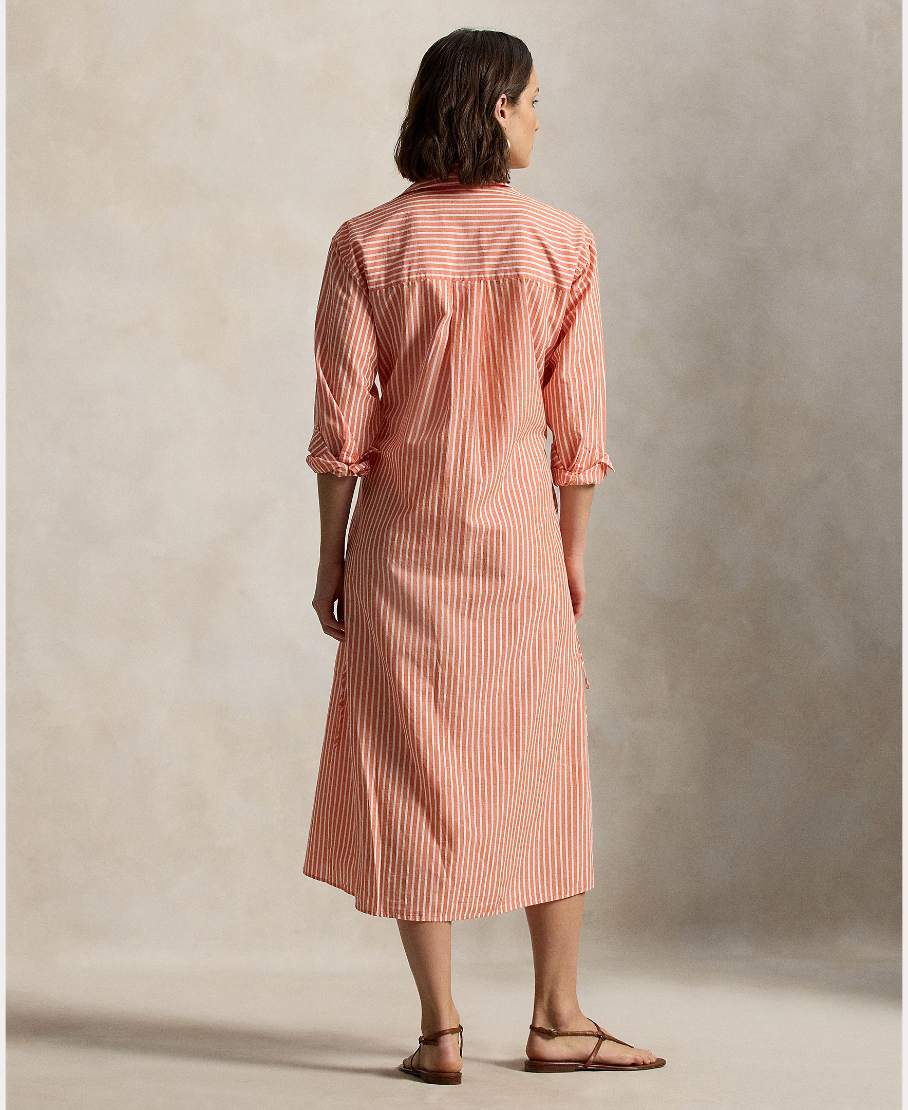 Vestido Camiseiro de Algodão e Linho Rosa-3