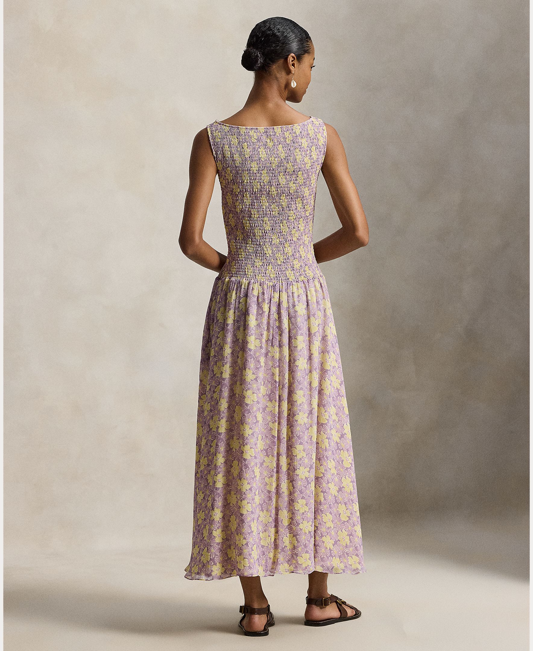 Vestido Midi com Mangas e Estampado Lilás-3