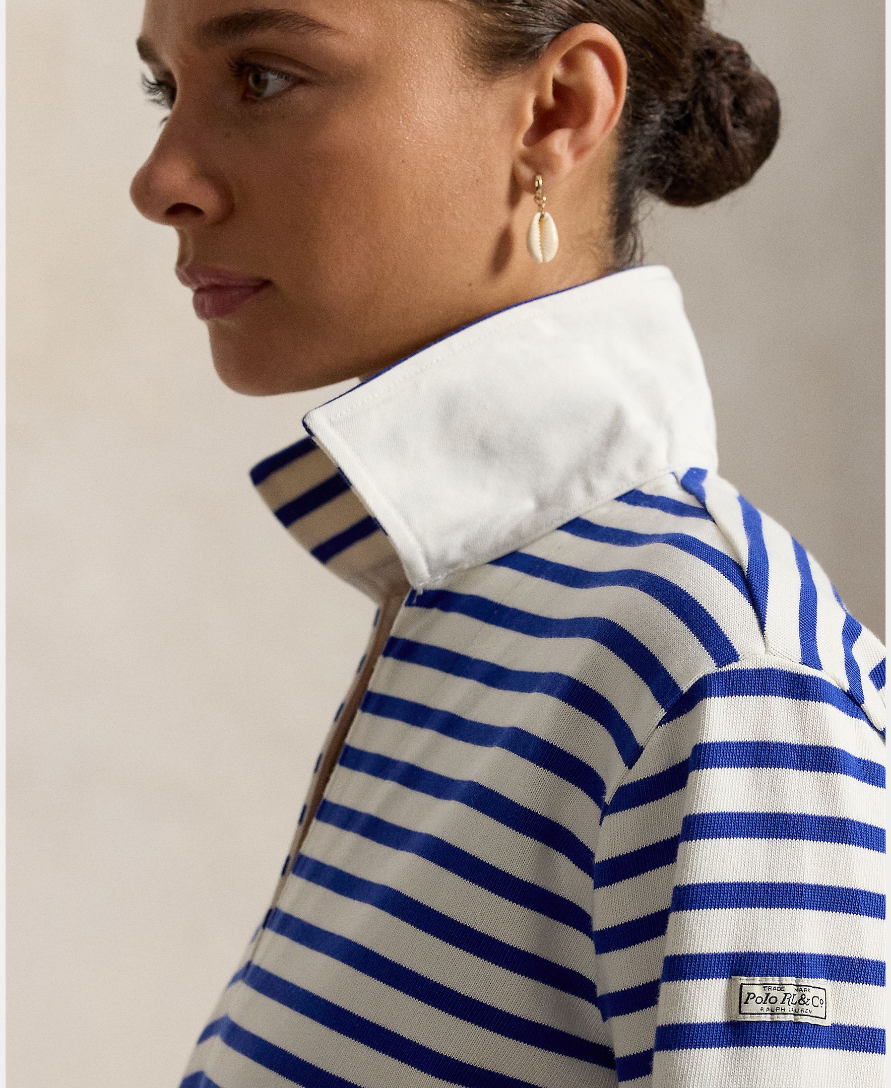 Vestido Curto de Algodão com Estampado Azul/Branco-5