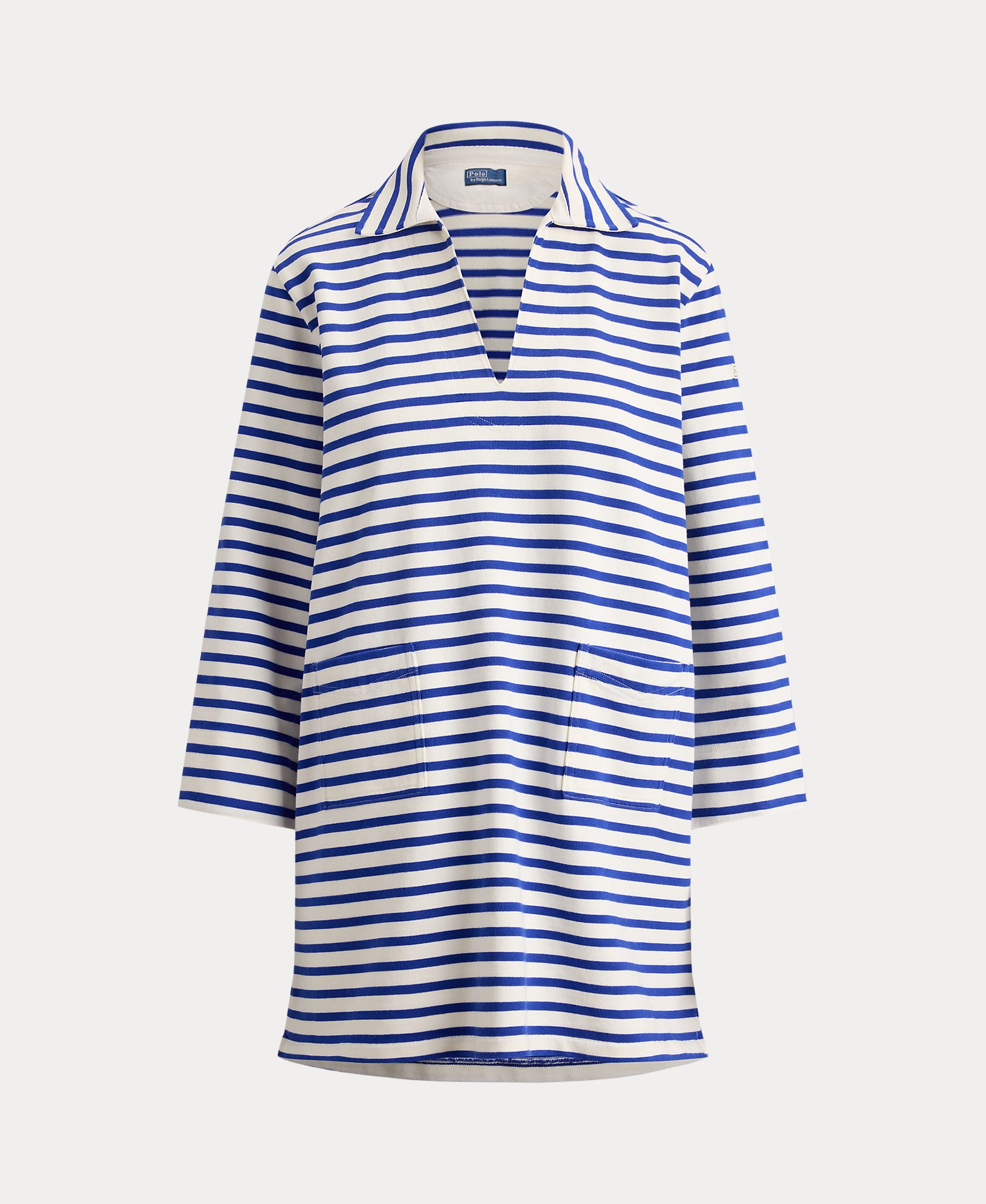 Vestido Curto de Algodão com Estampado Azul/Branco-6