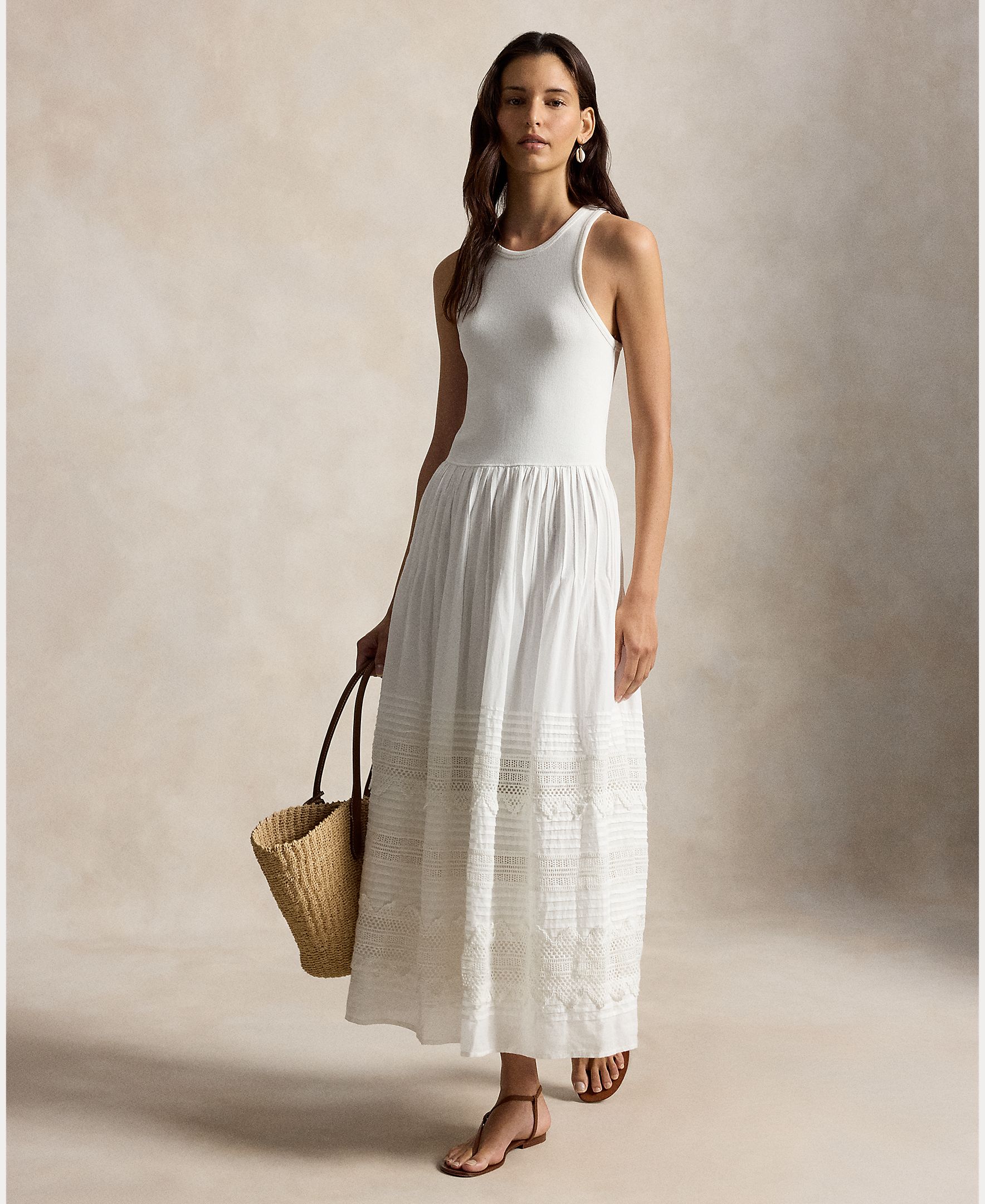 Imagem 0 de Vestido Comprido de Algodão sem Mangas