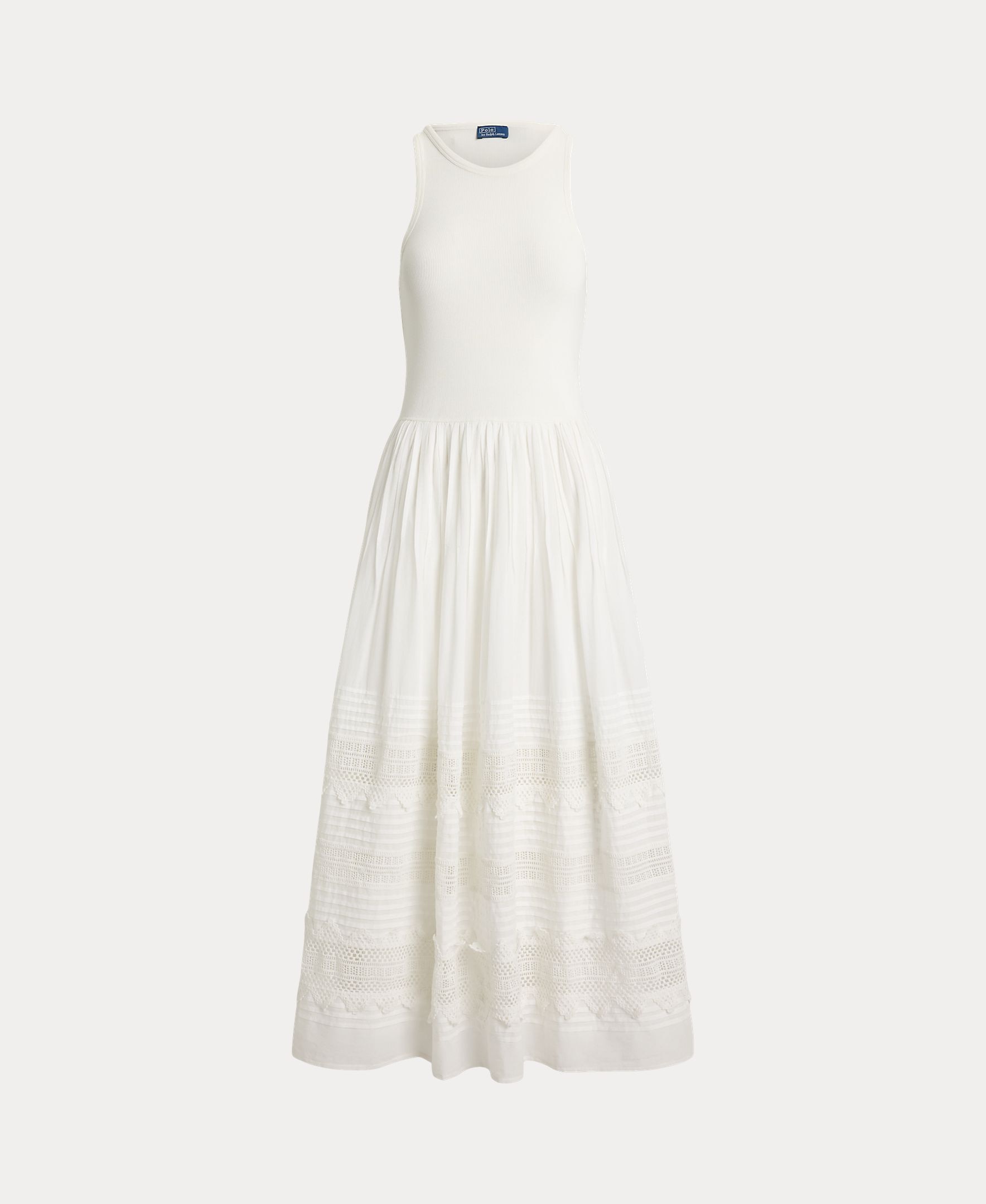 Vestido Comprido de Algodão sem Mangas Branco-6