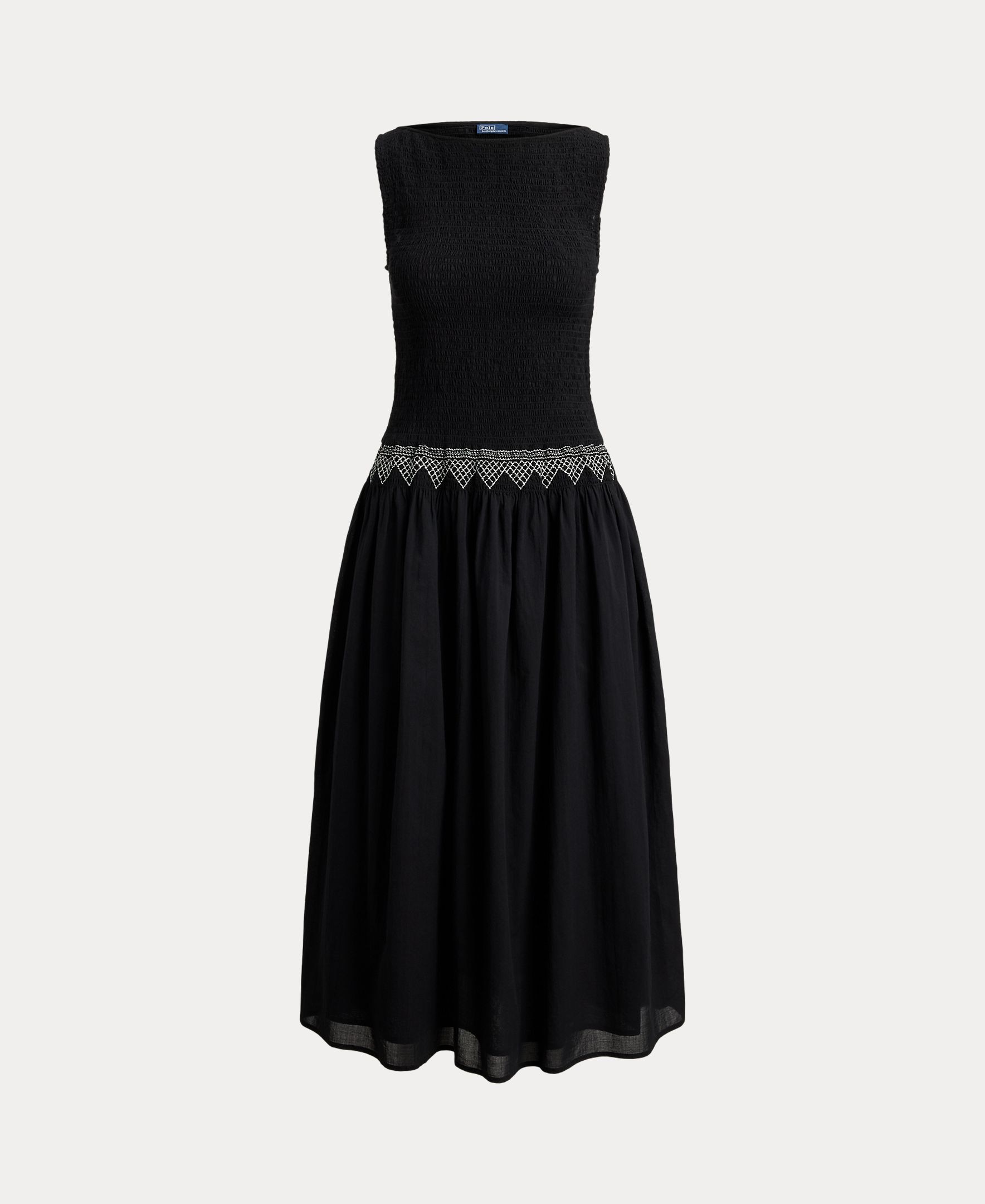 Vestido Comprido de Algodão sem Mangas Preto-5