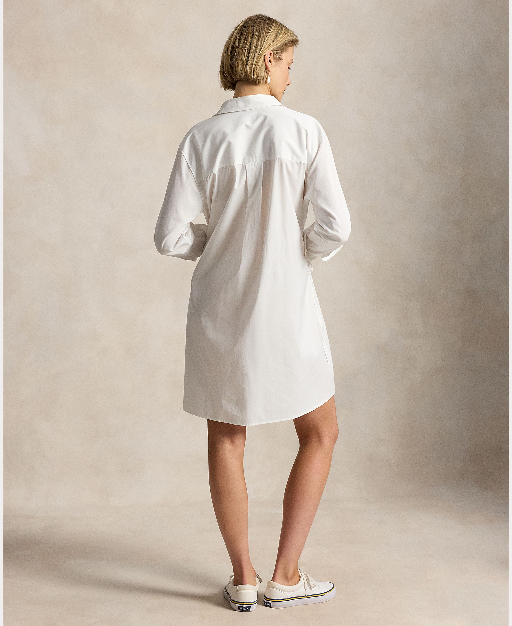 Vestido Camiseiro Curto de Algodão Branco-4