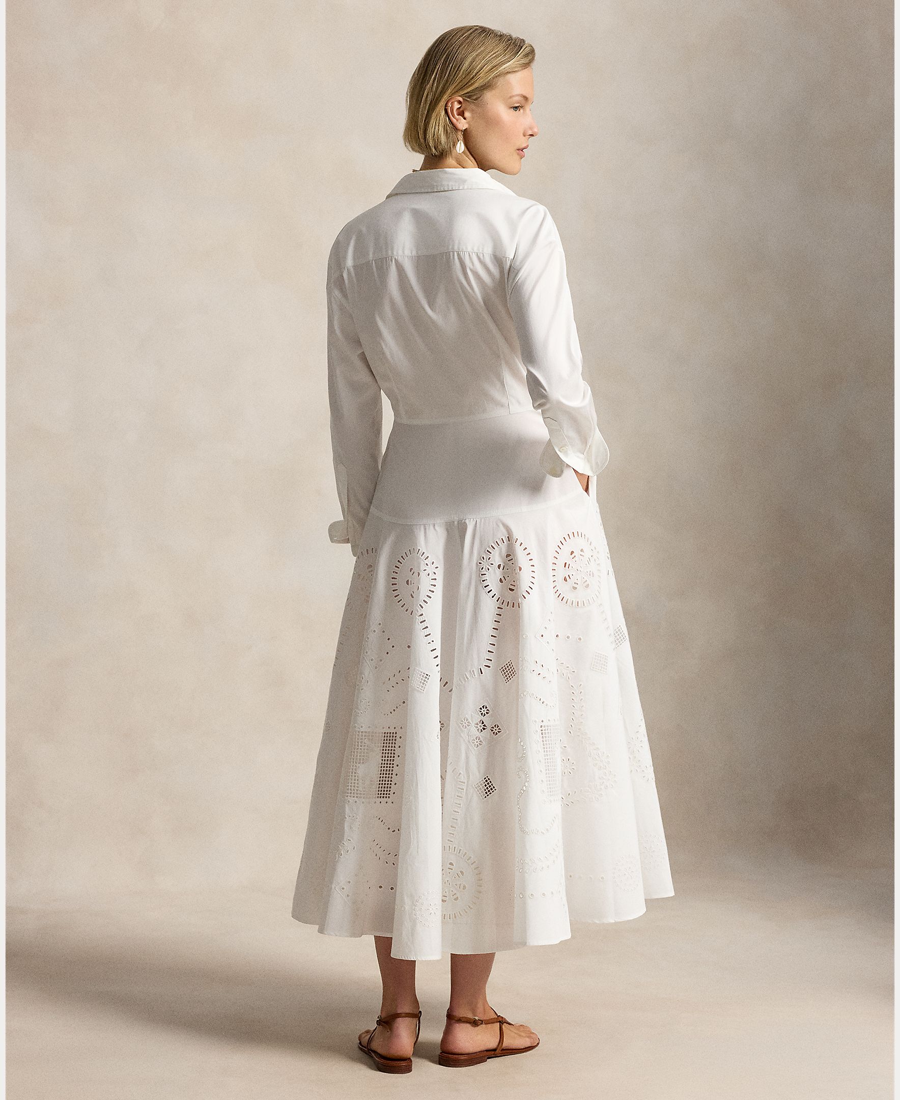 Vestido Camiseiro Midi de Algodão Branco-3
