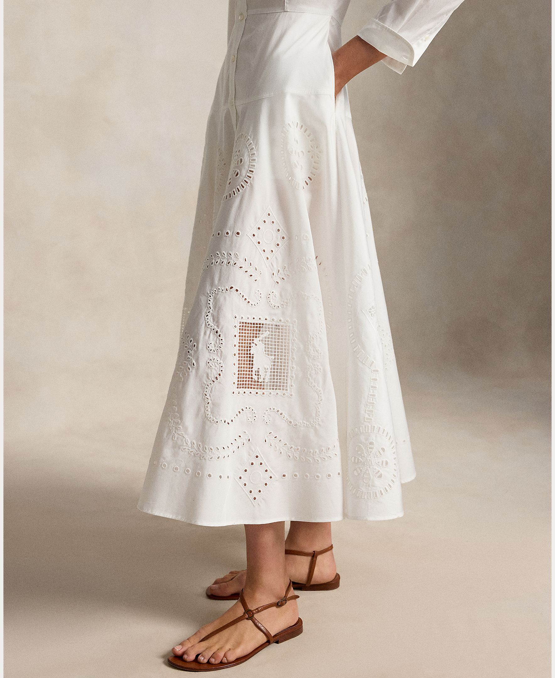 Vestido Camiseiro Midi de Algodão Branco-5