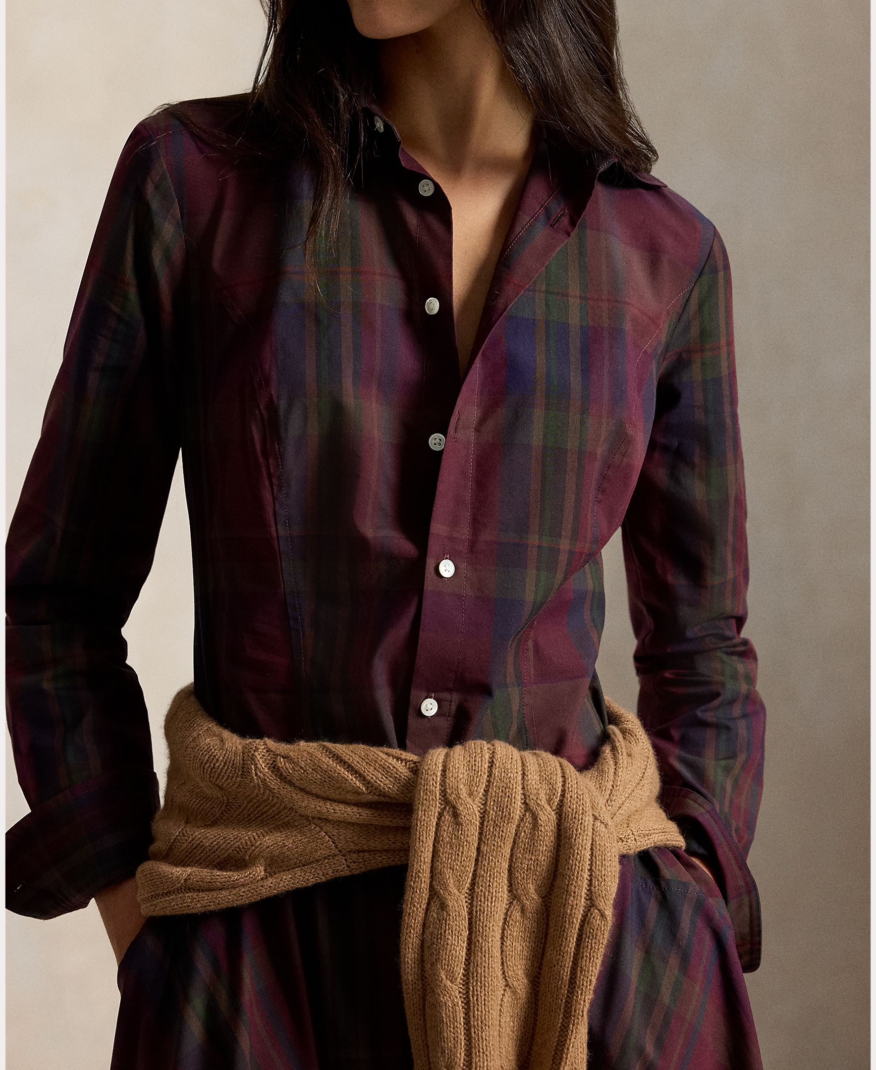 Vestido Camiseiro Midi aos Quadrados Multicolor-5