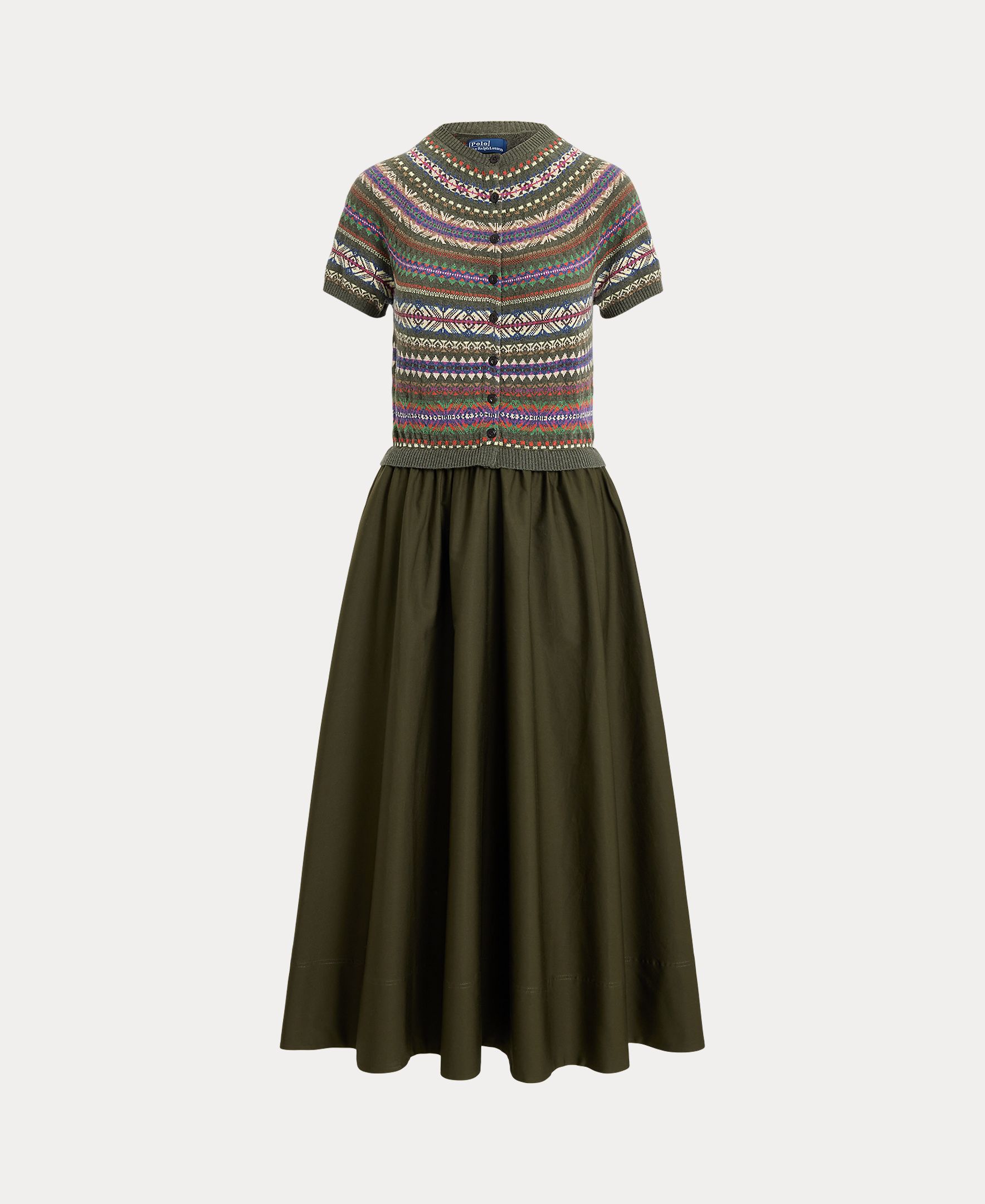 Vestido Midi Combinado com Manga Curta Multicolor-6