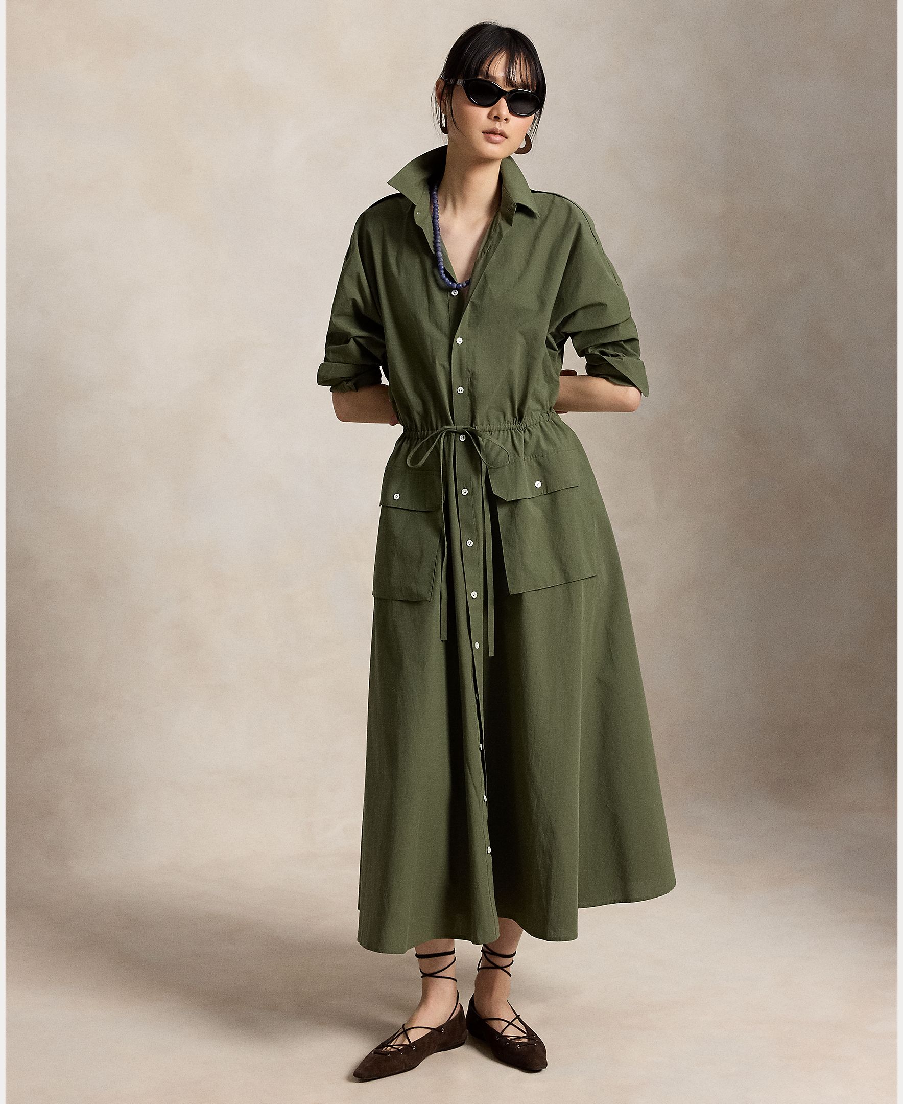 Polo Ralph Lauren - Vestido midi camisero de algodón.