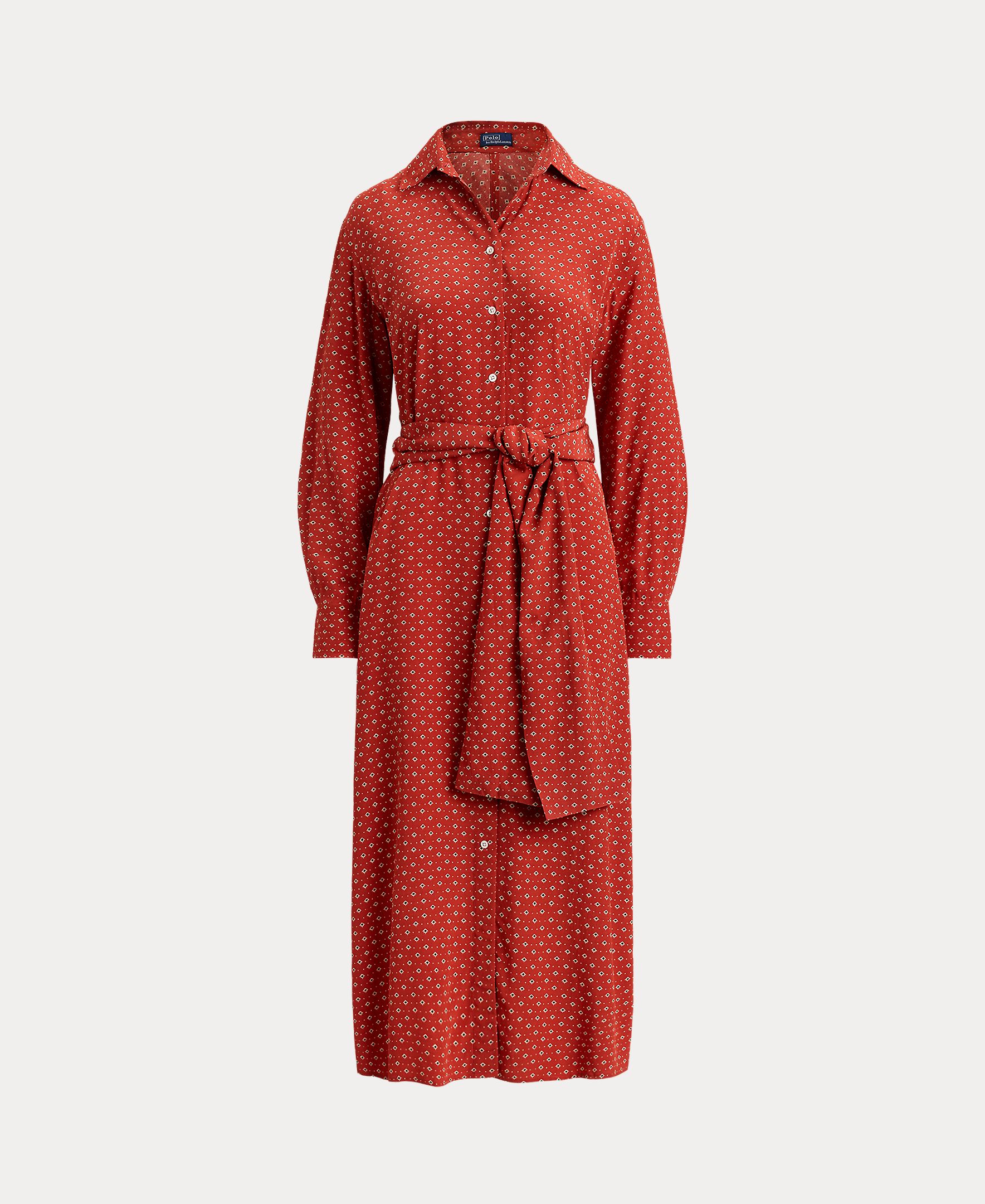 Vestido camiseiro midi estampado Vermelho-6