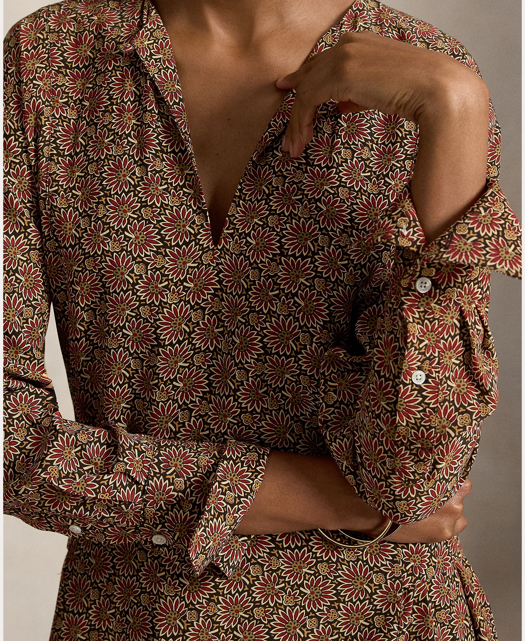 Vestido Midi Atado com Estampado Castanho-5