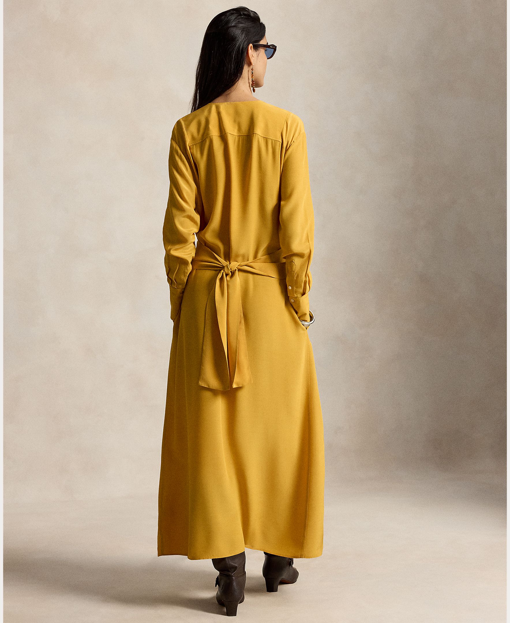Vestido Midi Atado com Estampado Amarelo banana-4
