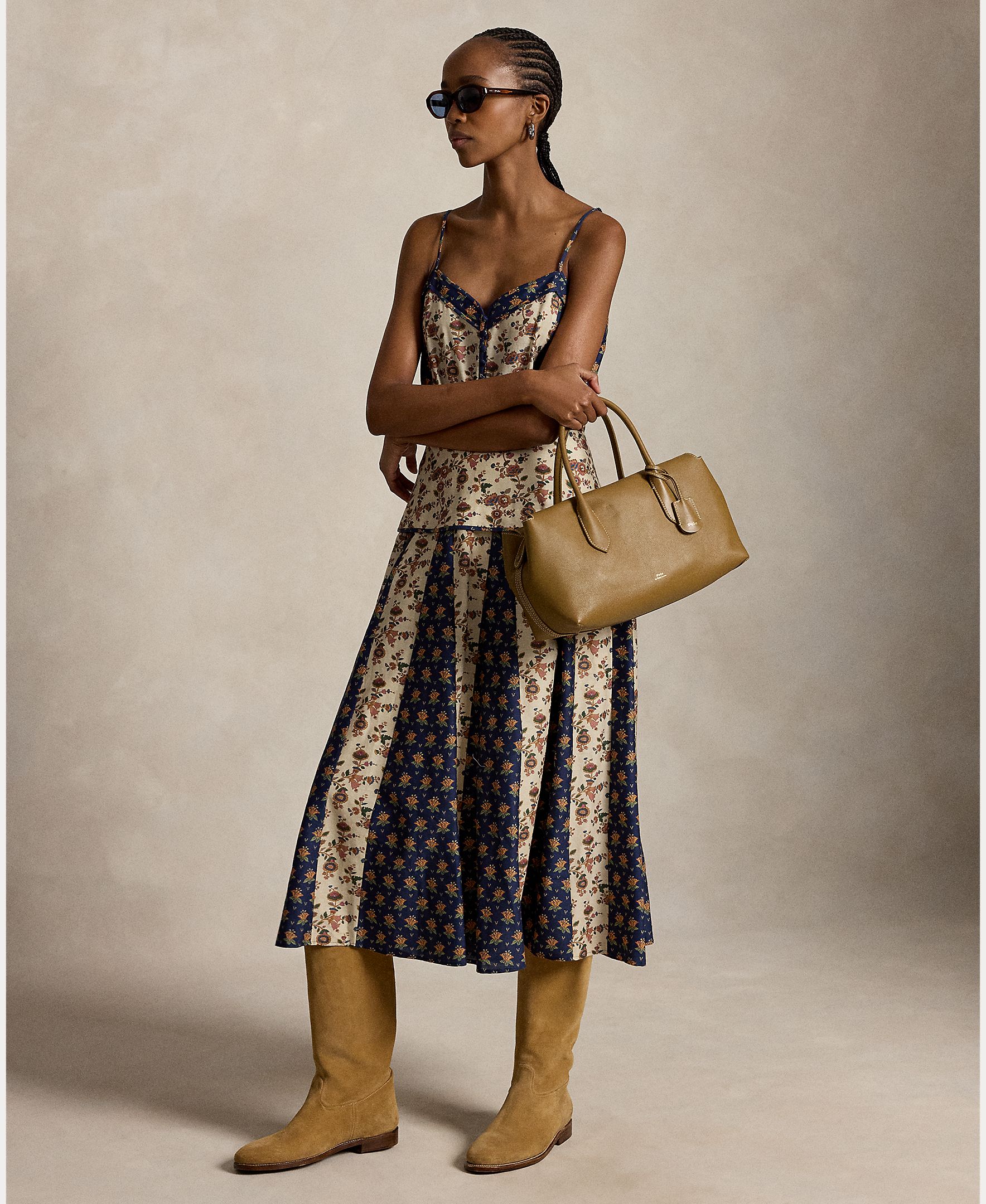 Imagem 0 de Vestido Midi de Algodão e Seda com Estampado Floral