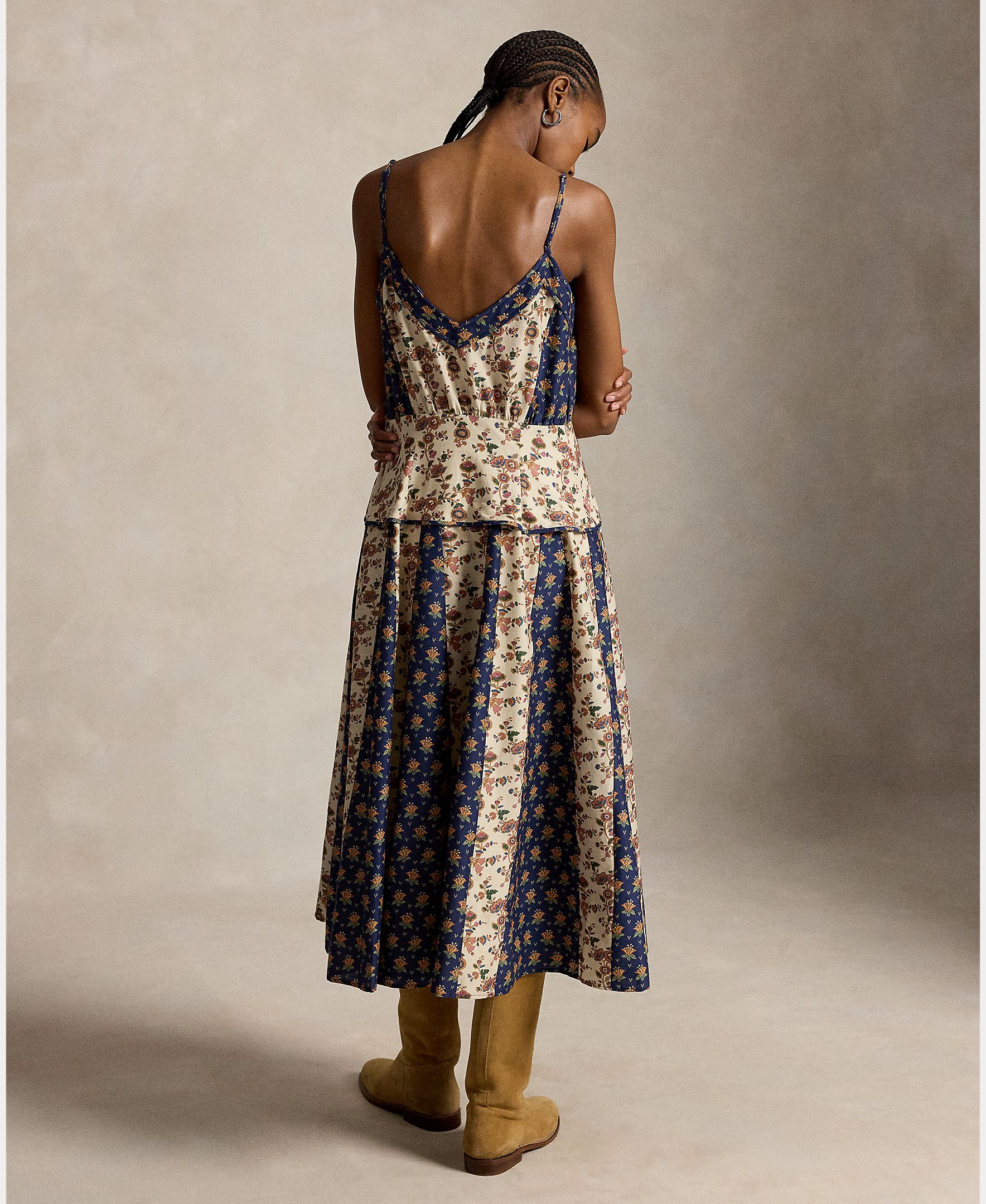 Vestido Midi de Algodão e Seda com Estampado Floral Multicolor-4
