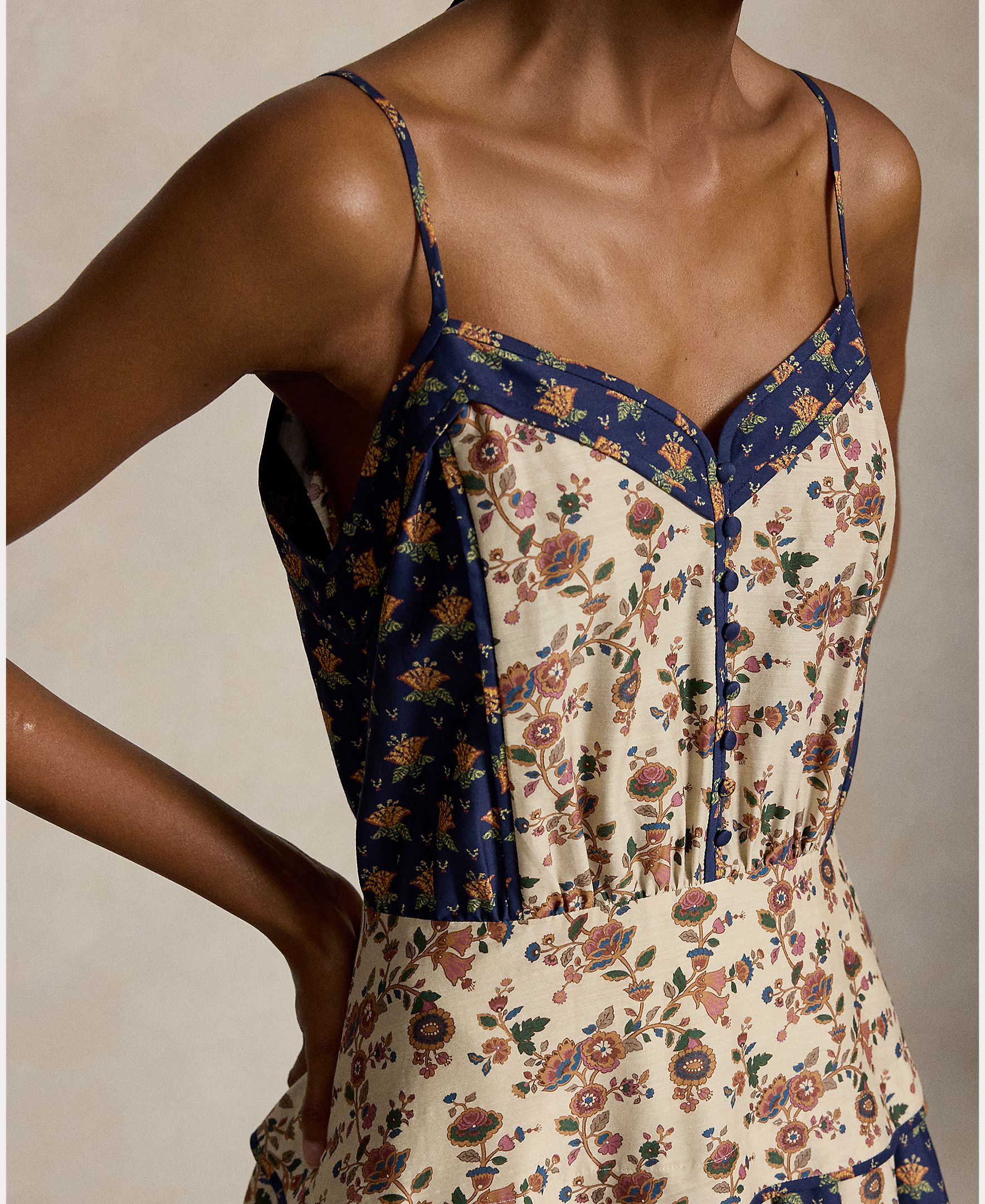Vestido Midi de Algodão e Seda com Estampado Floral Multicolor-5
