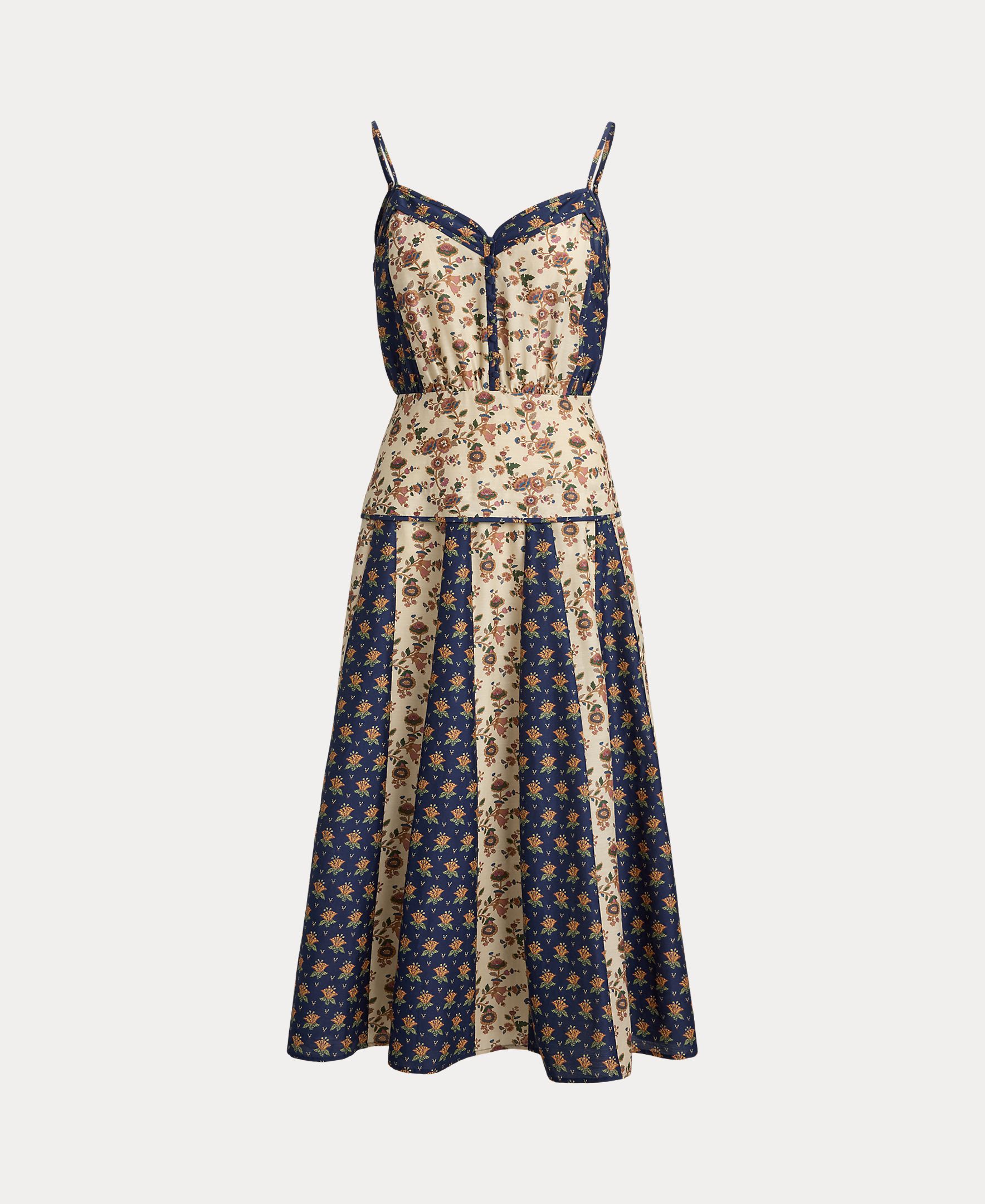 Vestido Midi de Algodão e Seda com Estampado Floral Multicolor-7