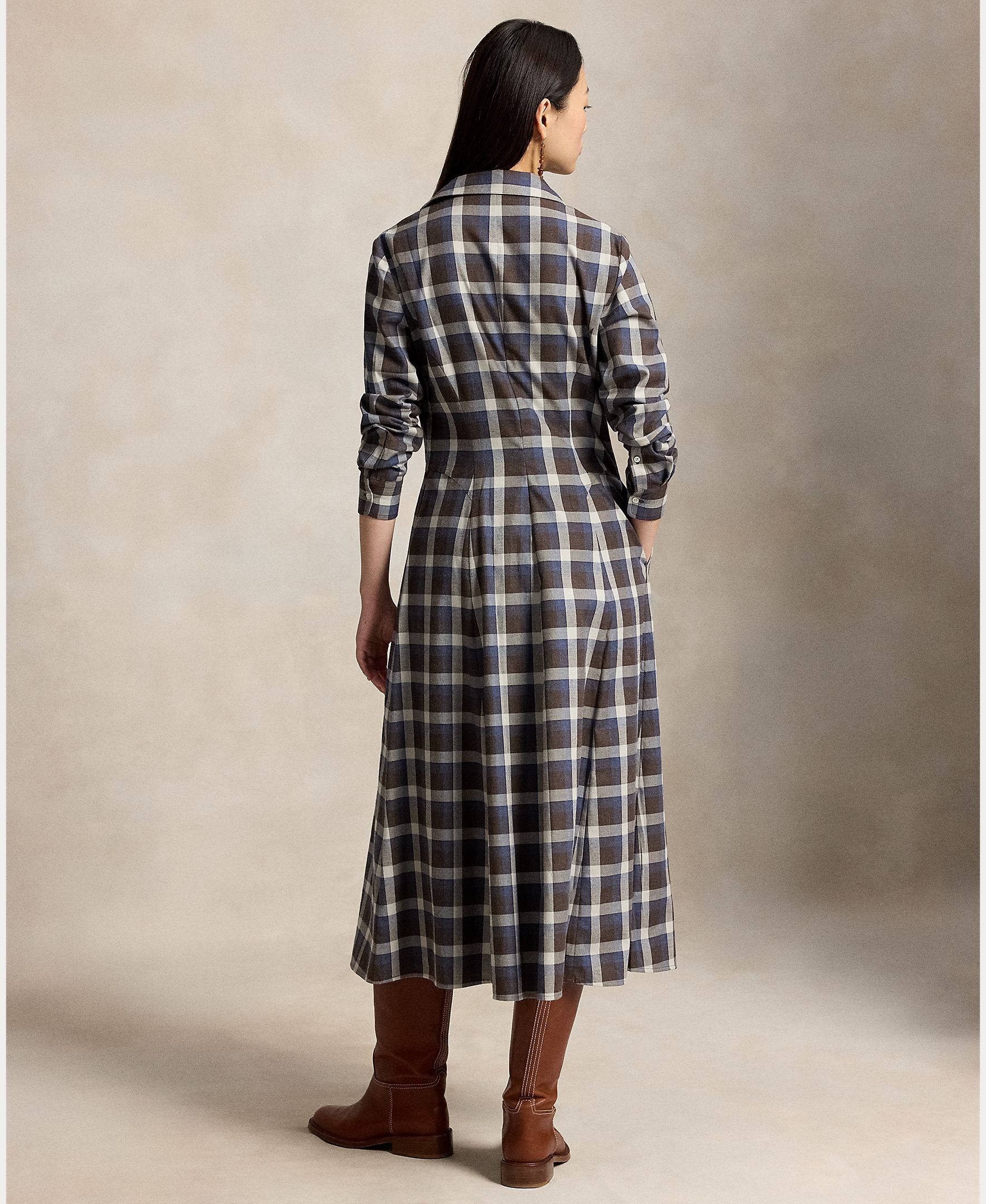 Vestido Camiseiro Midi de Algodão Castanho-4