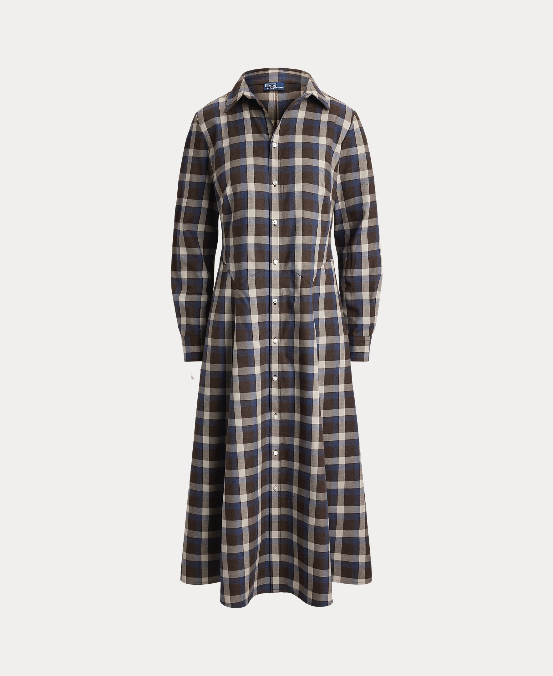 Vestido Camiseiro Midi de Algodão Castanho-6