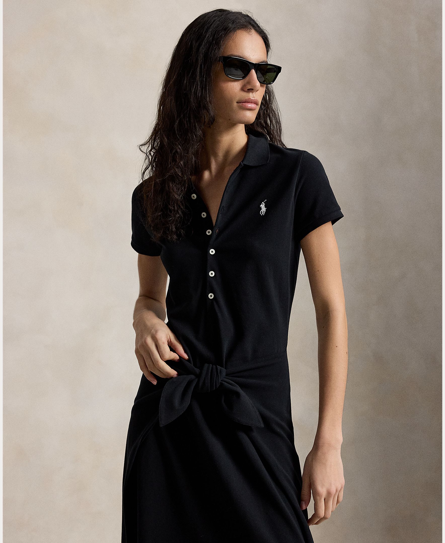 Vestido Midi Tipo Polo Atado Preto-4
