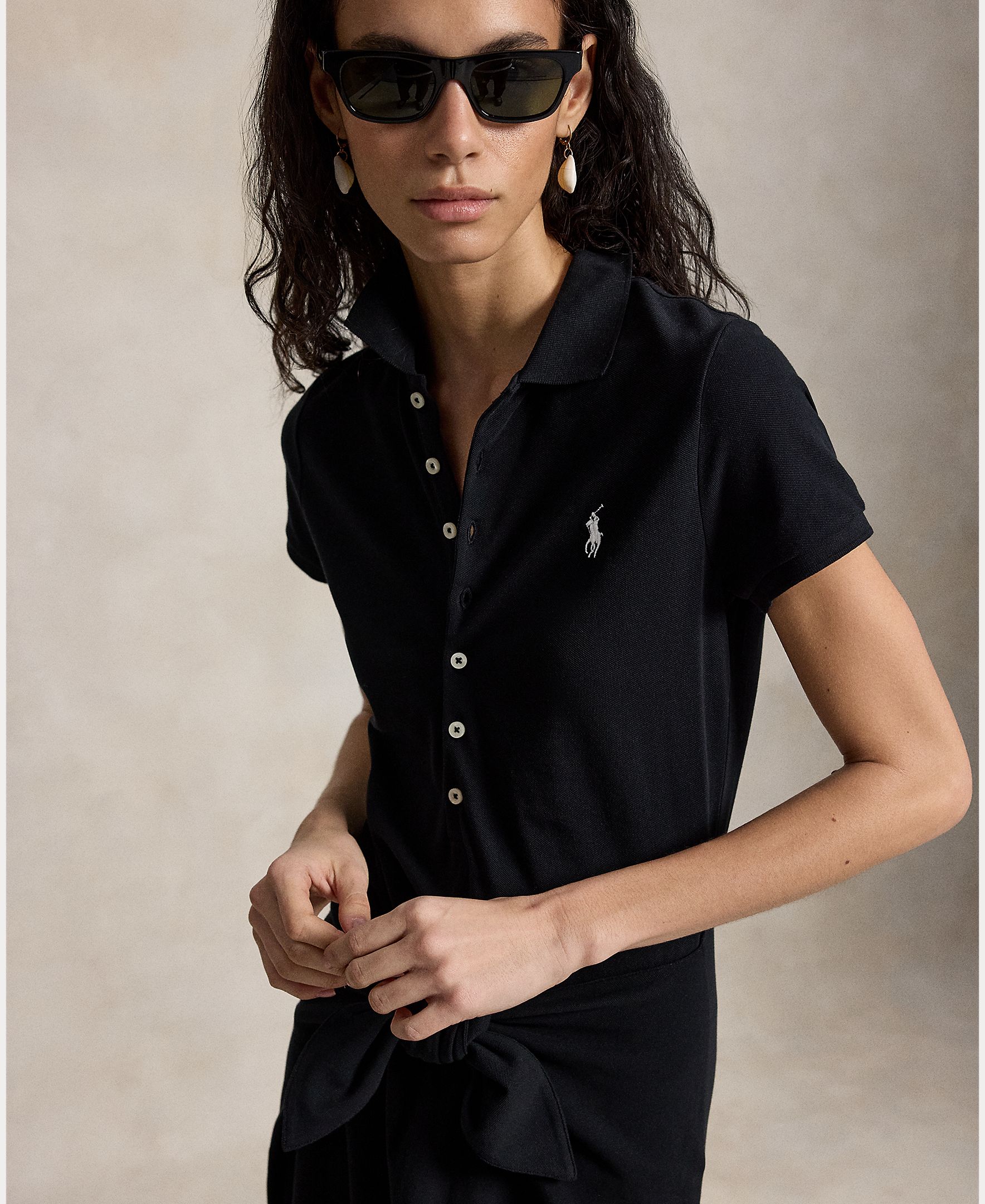 Vestido Midi Tipo Polo Atado Preto-6