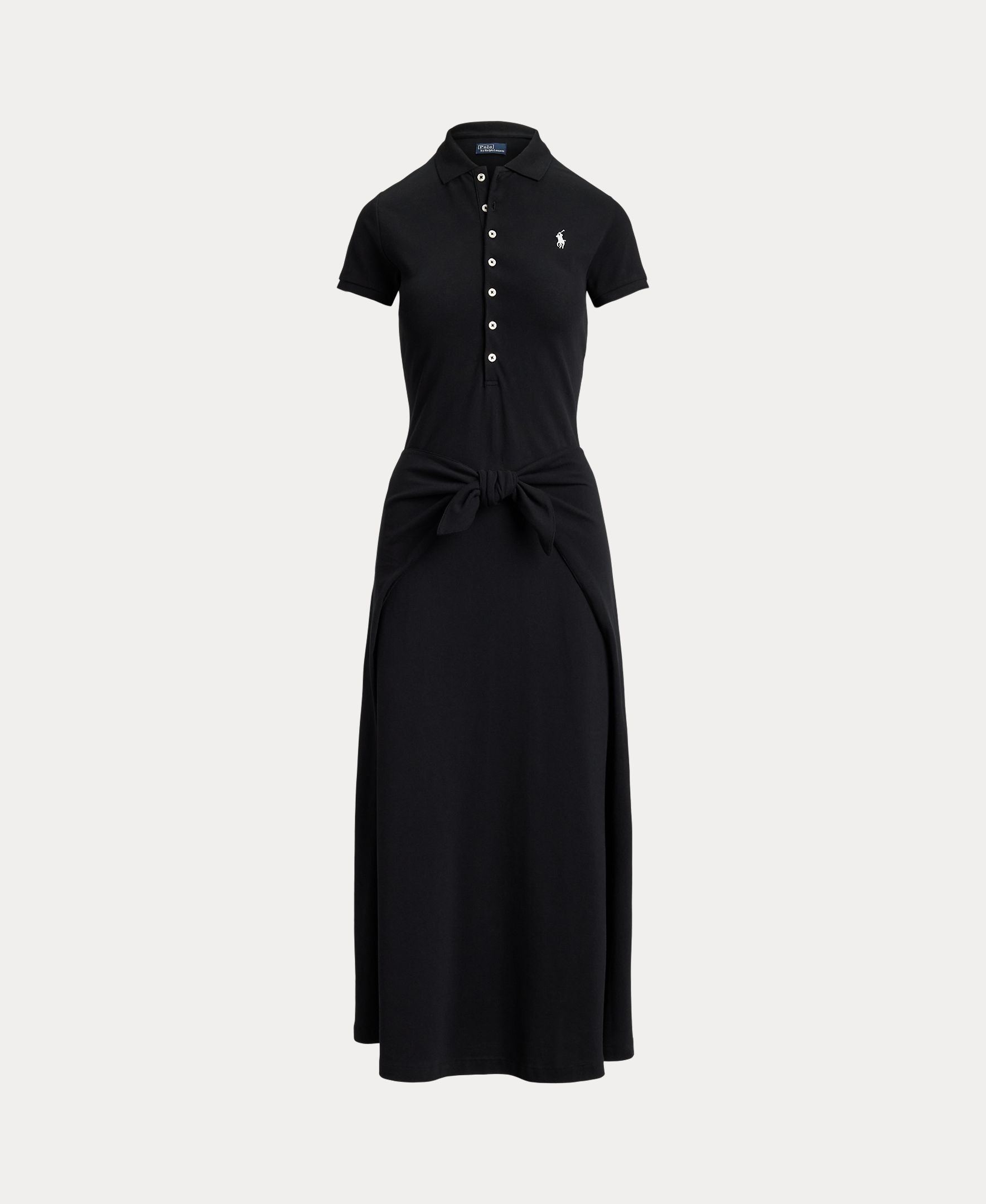 Vestido Midi Tipo Polo Atado Preto-7