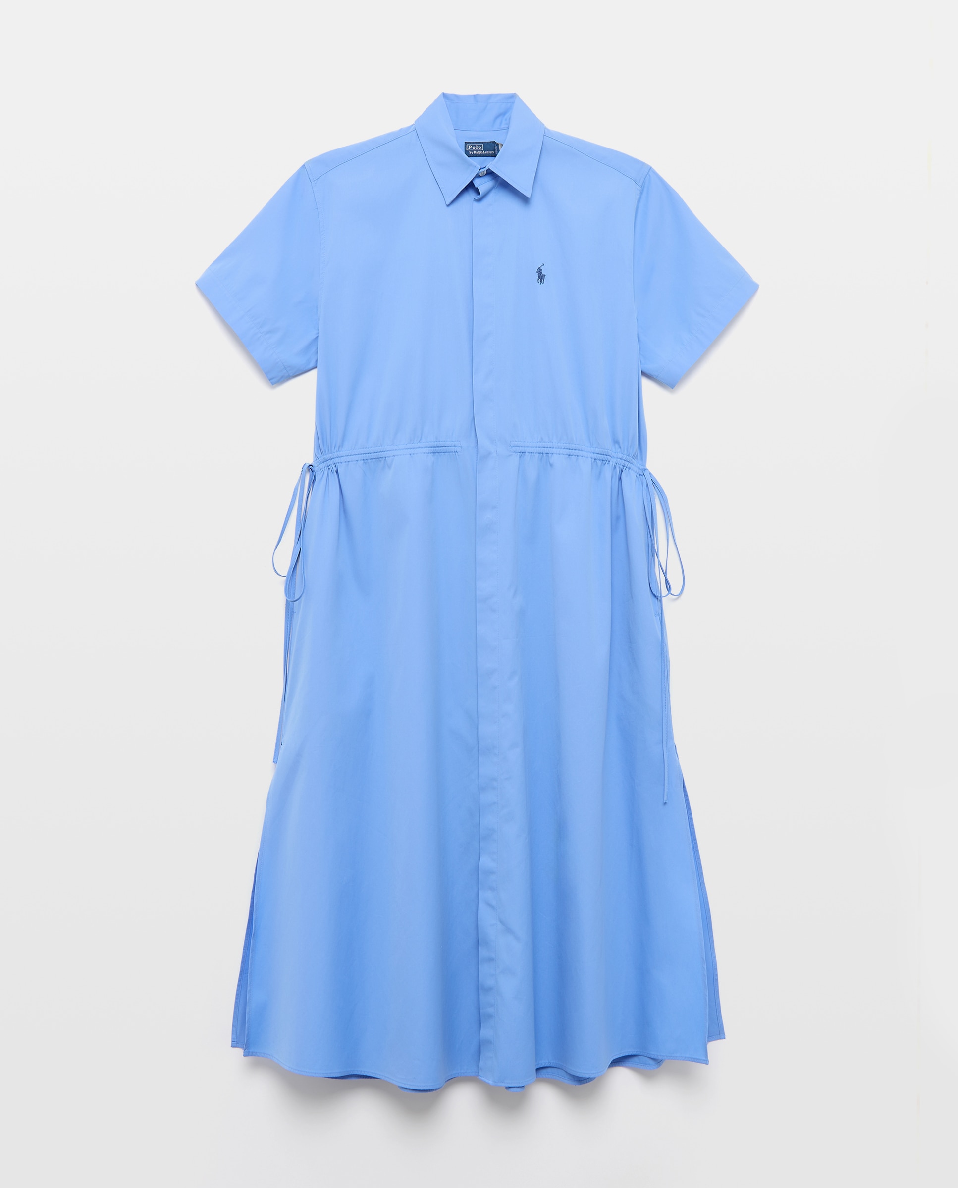 Vestido Camiseiro Comprido em Algodão Azul-índigo-4