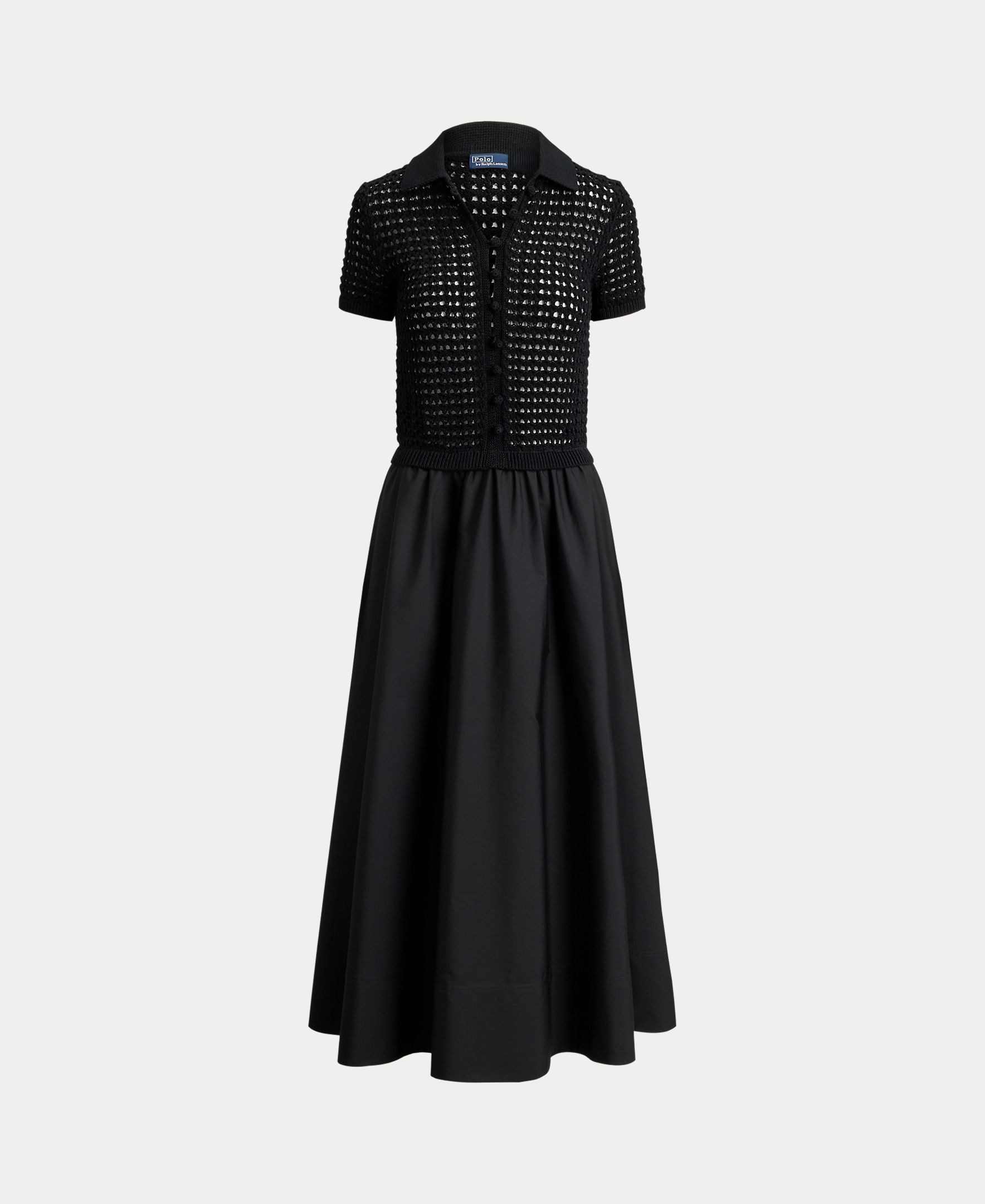 Vestido Comprido de Algodão com Manga Curta Preto-5