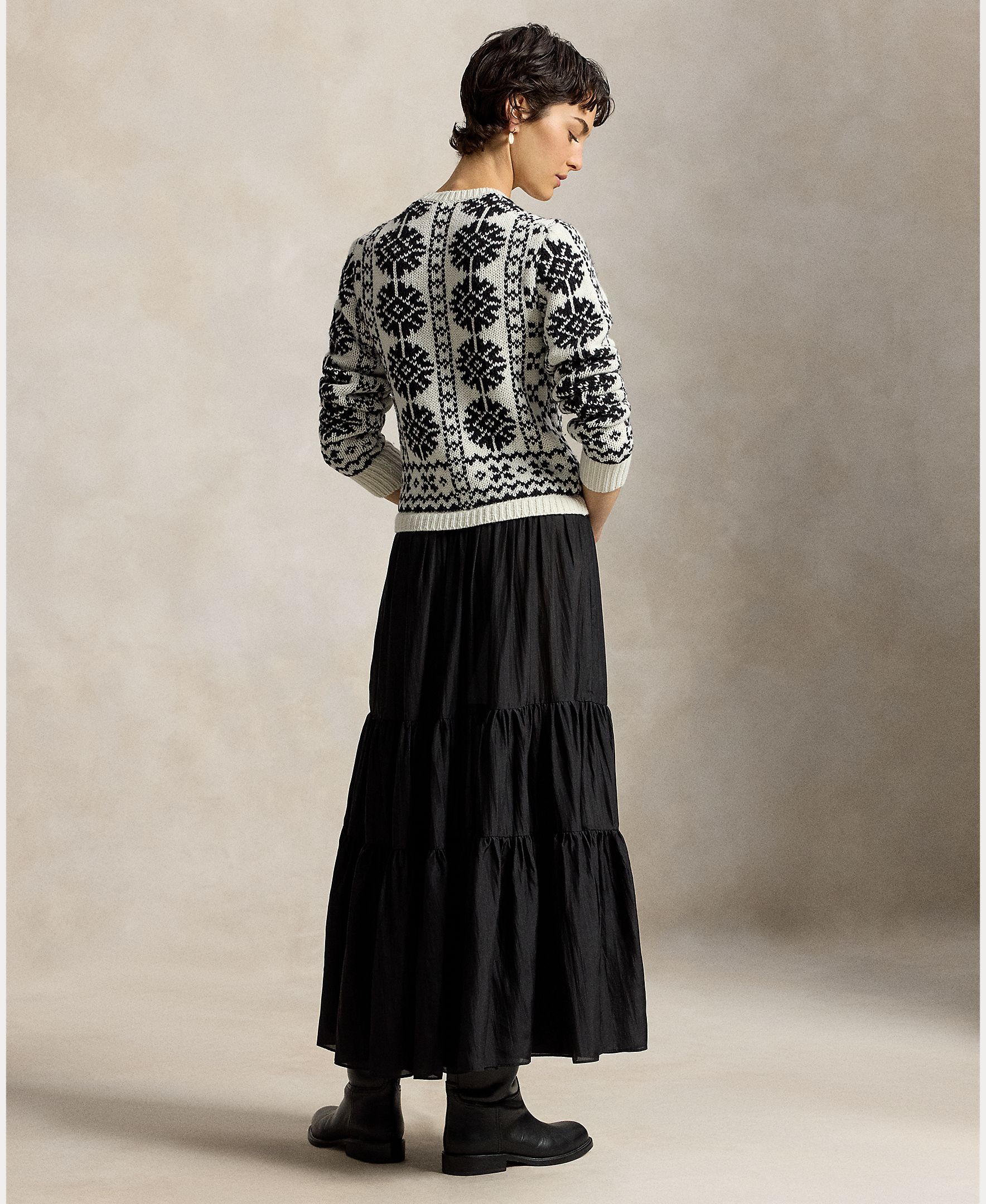 Vestido Comprido Combinado com Saia de Seda Preto-2