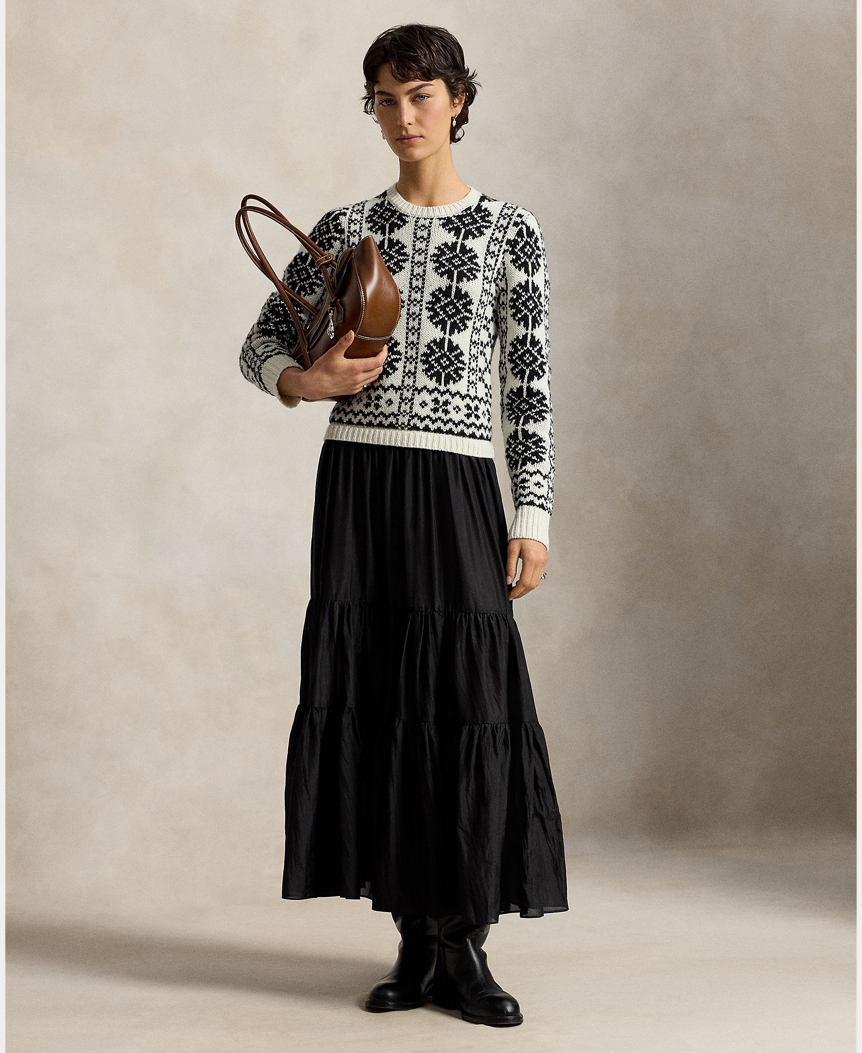 Vestido Comprido Combinado com Saia de Seda Preto-5
