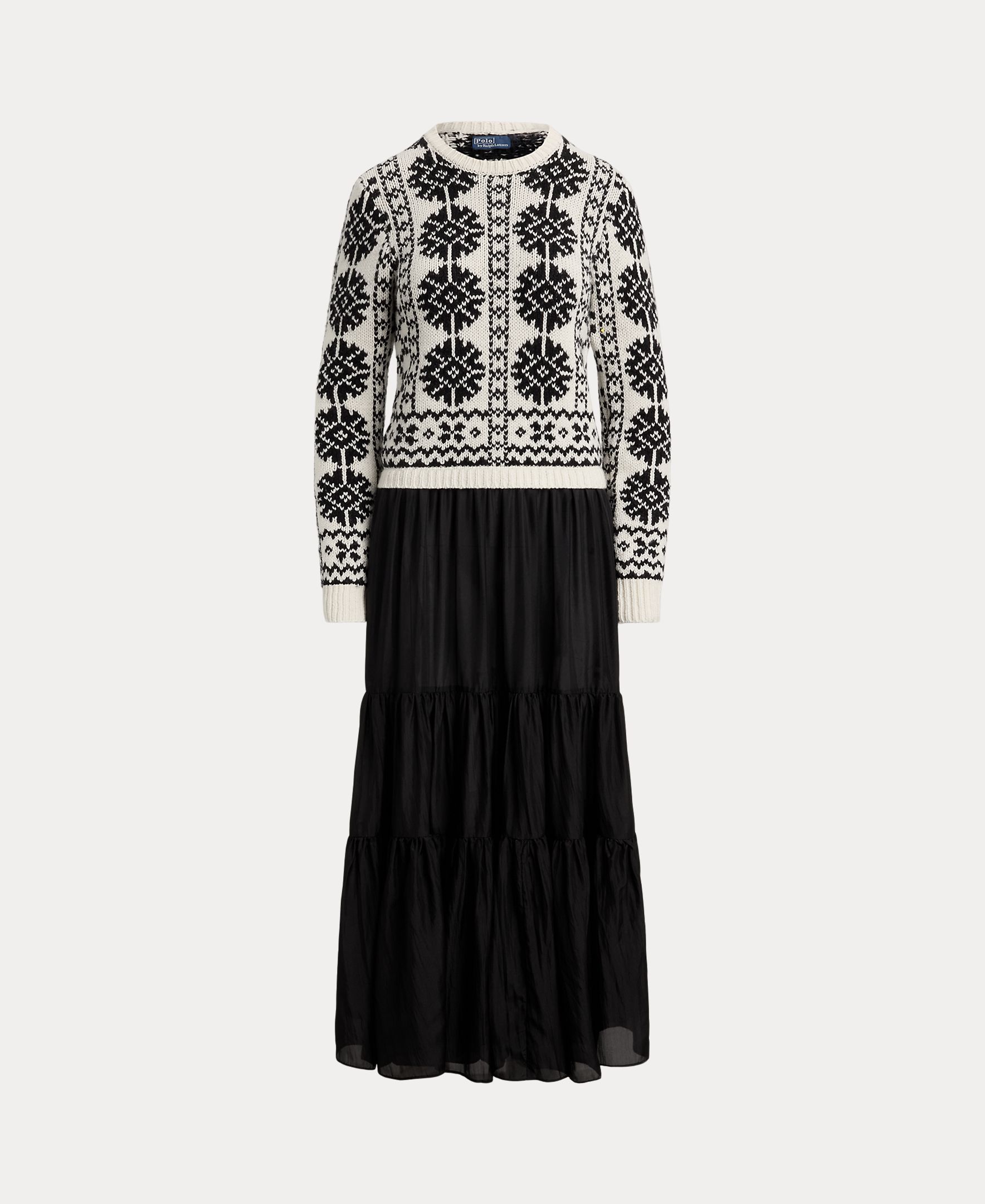 Vestido Comprido Combinado com Saia de Seda Preto-6